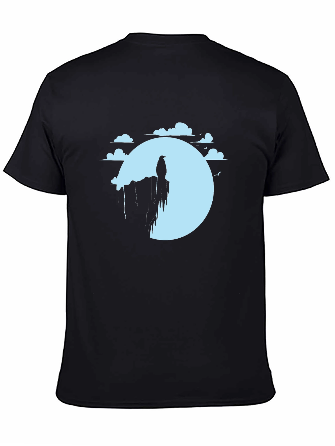 Raven on Cliff Graphic T-Shirt - Black