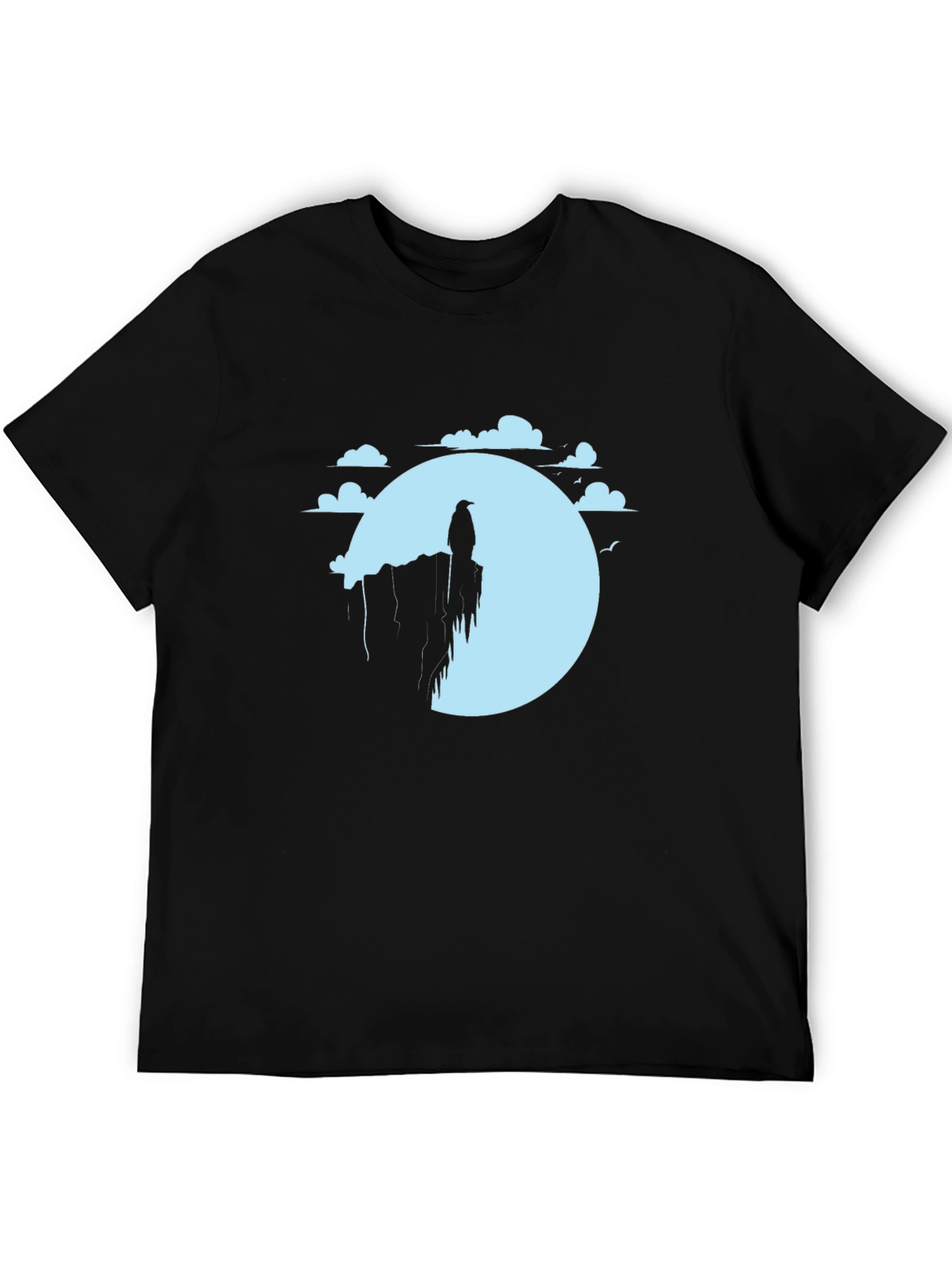 Raven on Cliff Graphic T-Shirt - Black