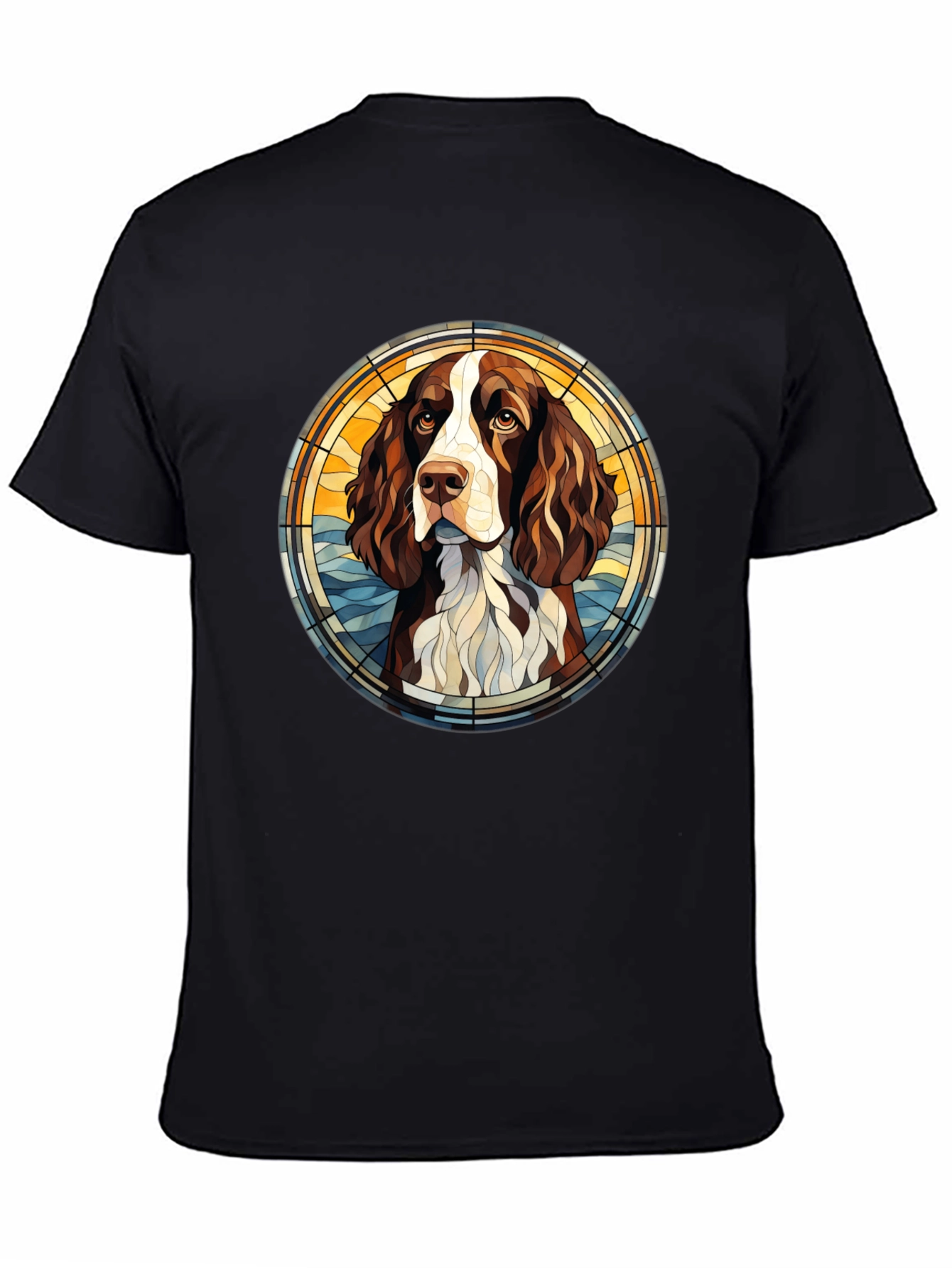 Dog Breed Art T-Shirt - Springer Spaniel Stained Glass