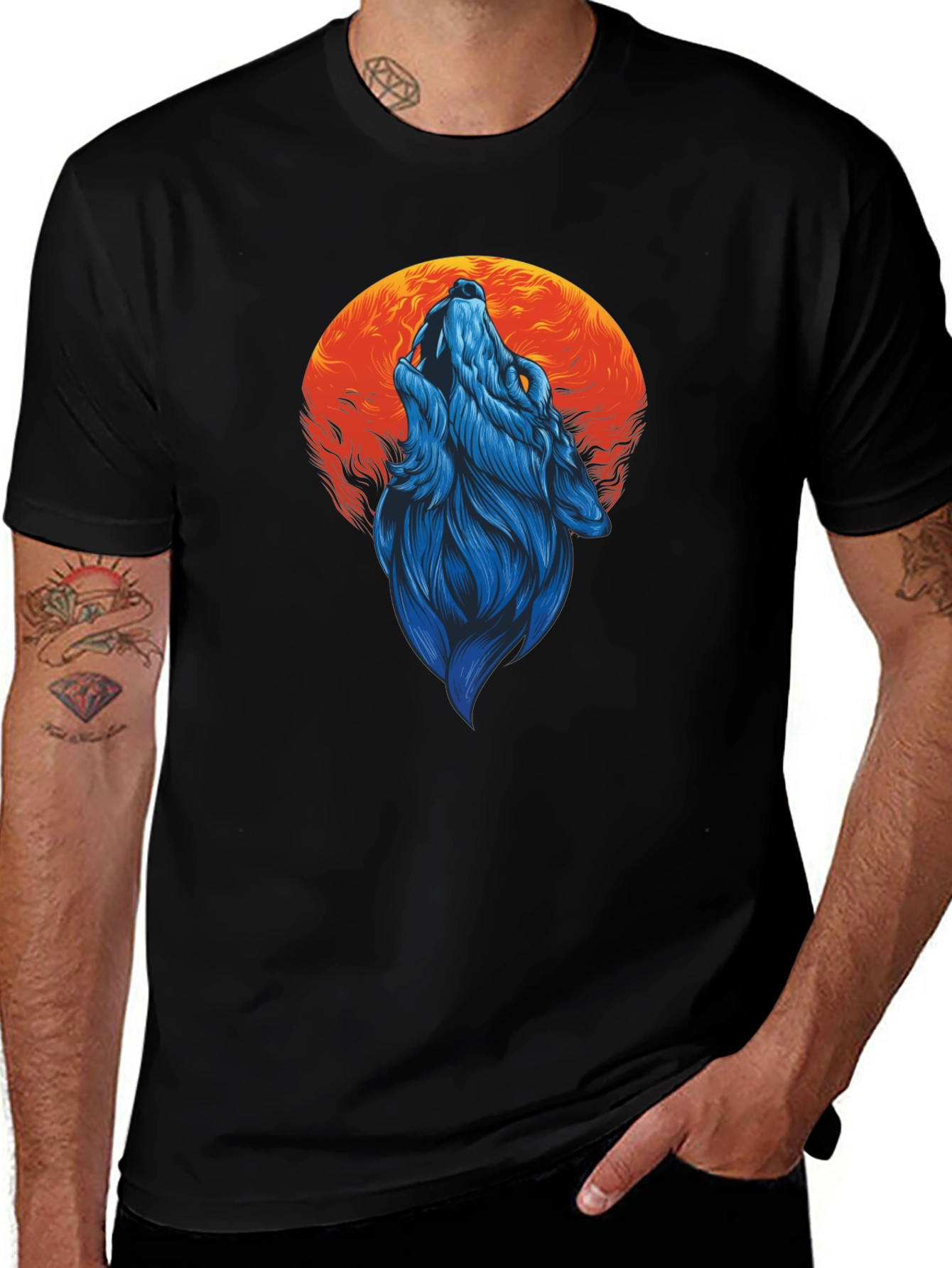 Wolf Moon T-Shirt - Black Graphic Tee