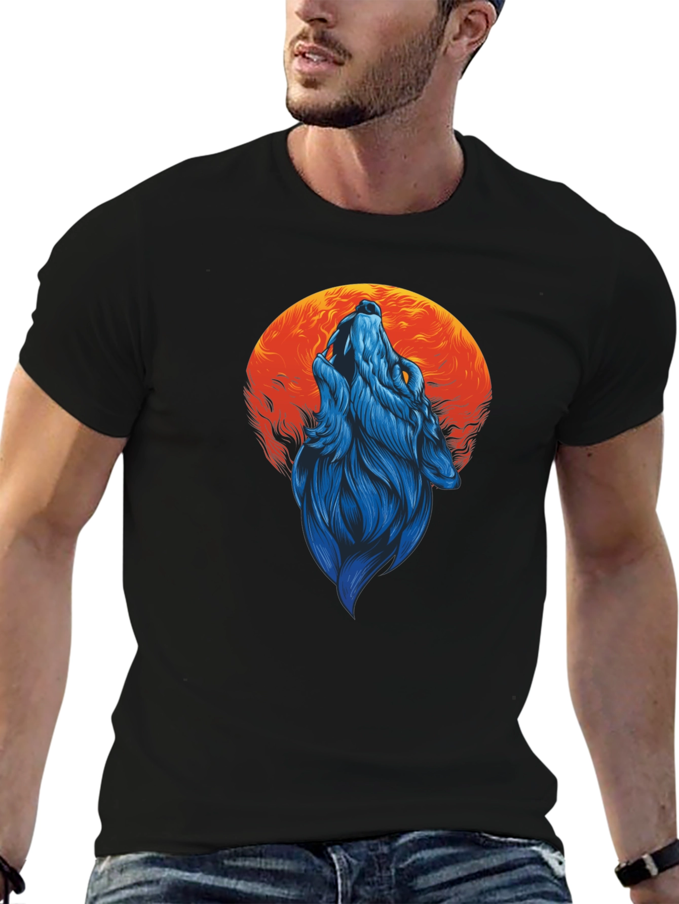 Wolf Moon T-Shirt - Black Graphic Tee