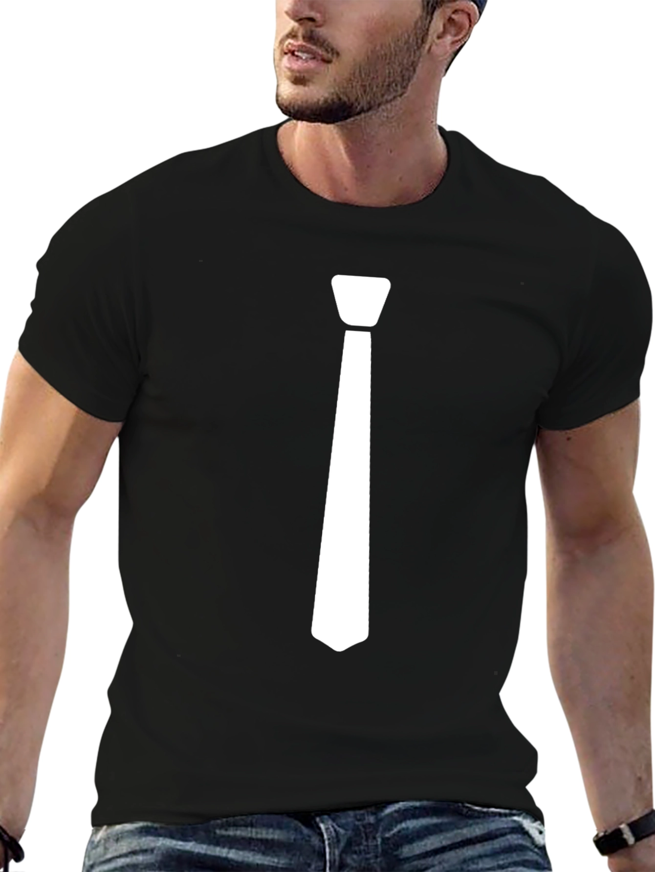 Tie Graphic Mens Black T-Shirt