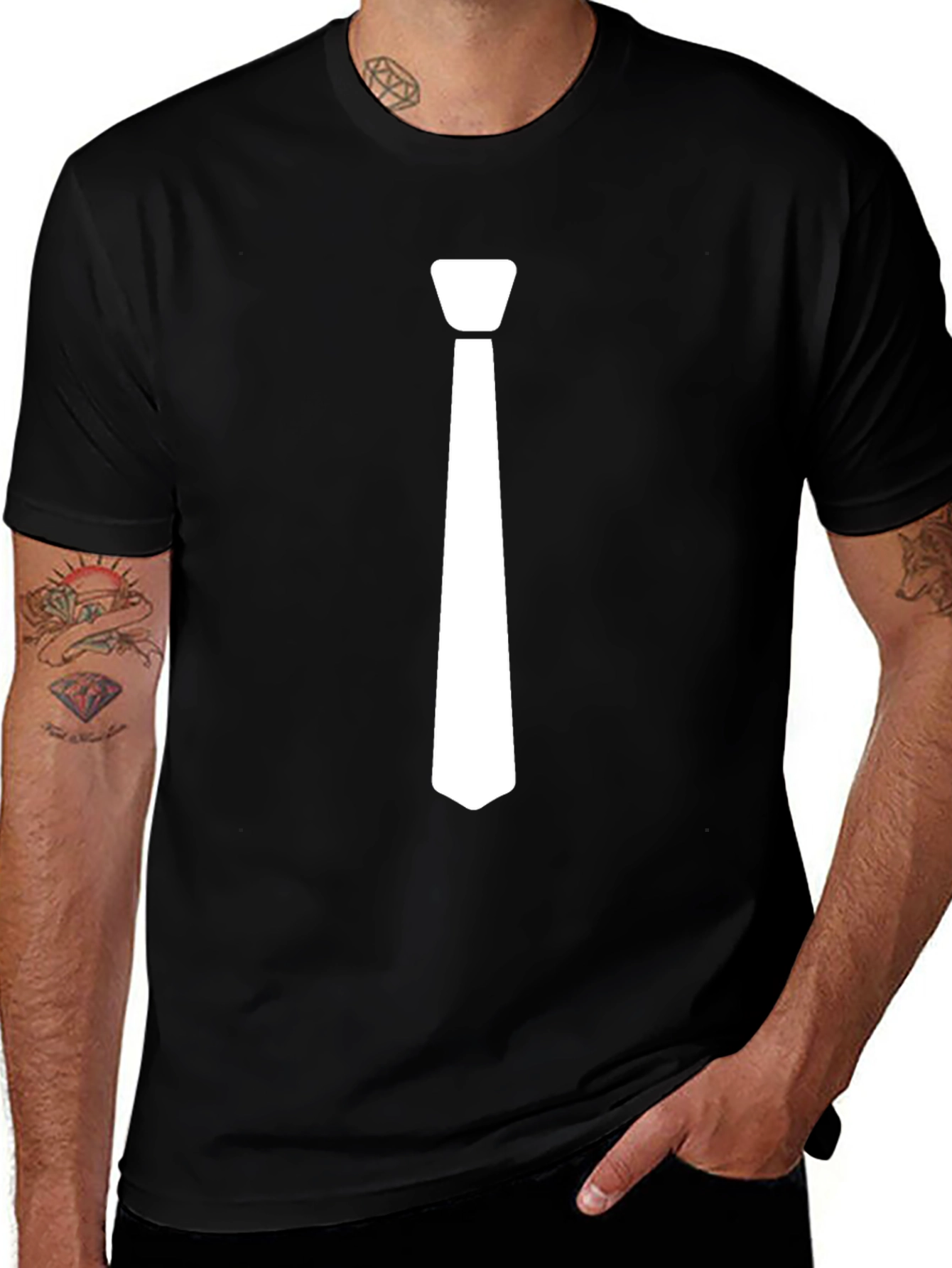 Tie Graphic Mens Black T-Shirt