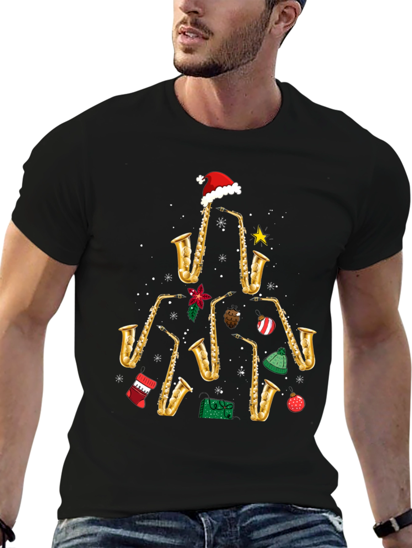 Saxophone Christmas Tree T-Shirt