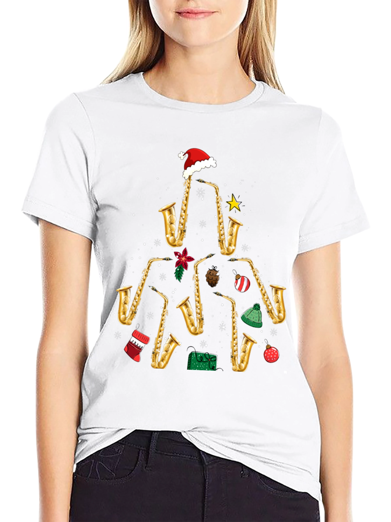 Saxophone Christmas Tree T-Shirt