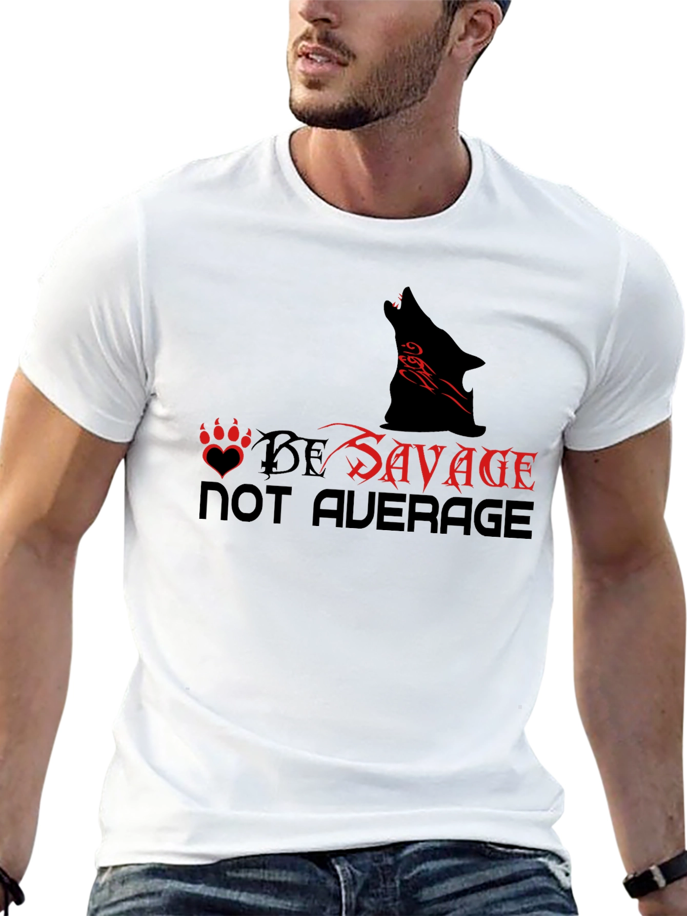Be Savage Graphic Tee - Wolf Design