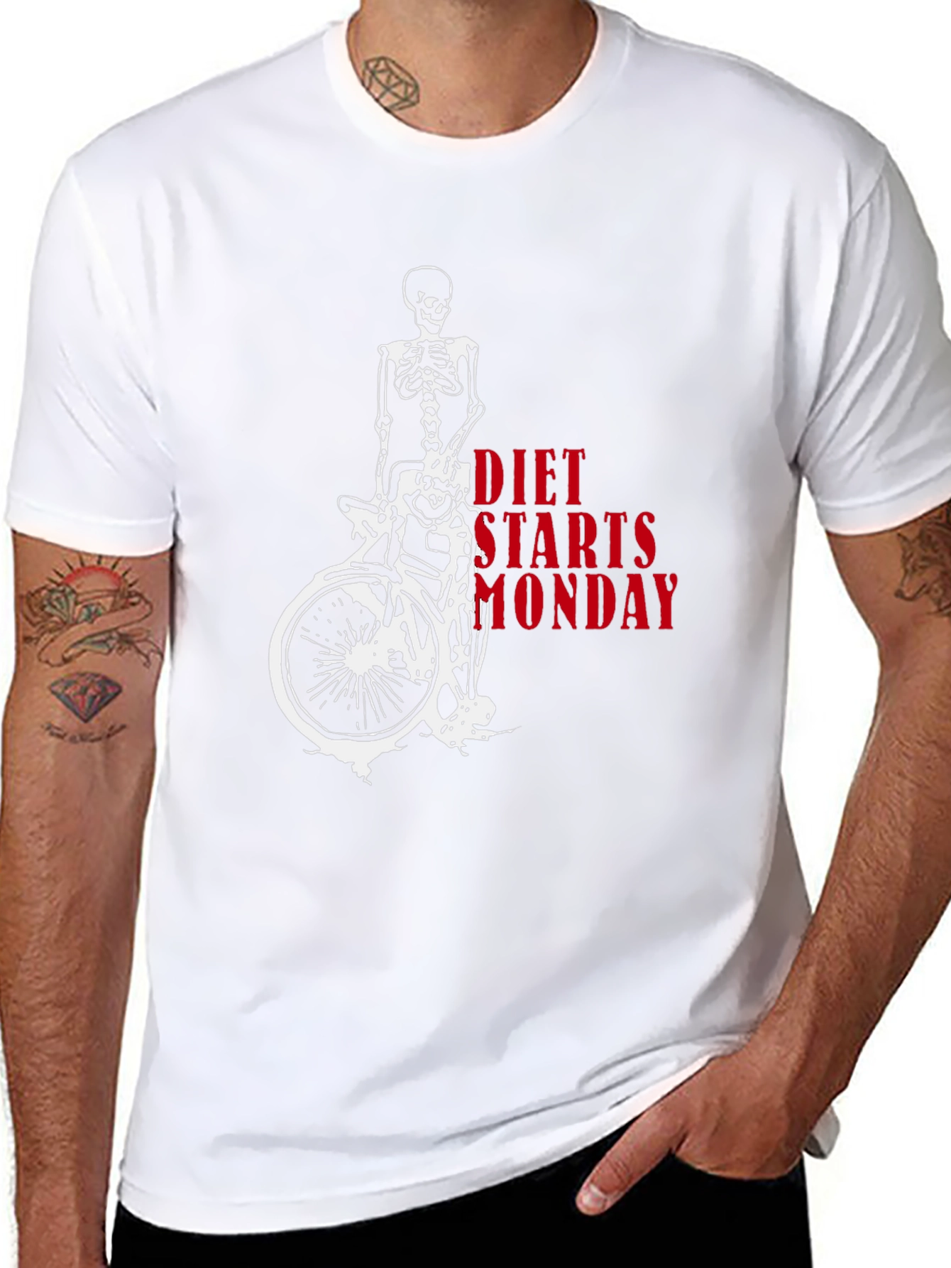 Diet Starts Monday Skeleton Graphic Tee
