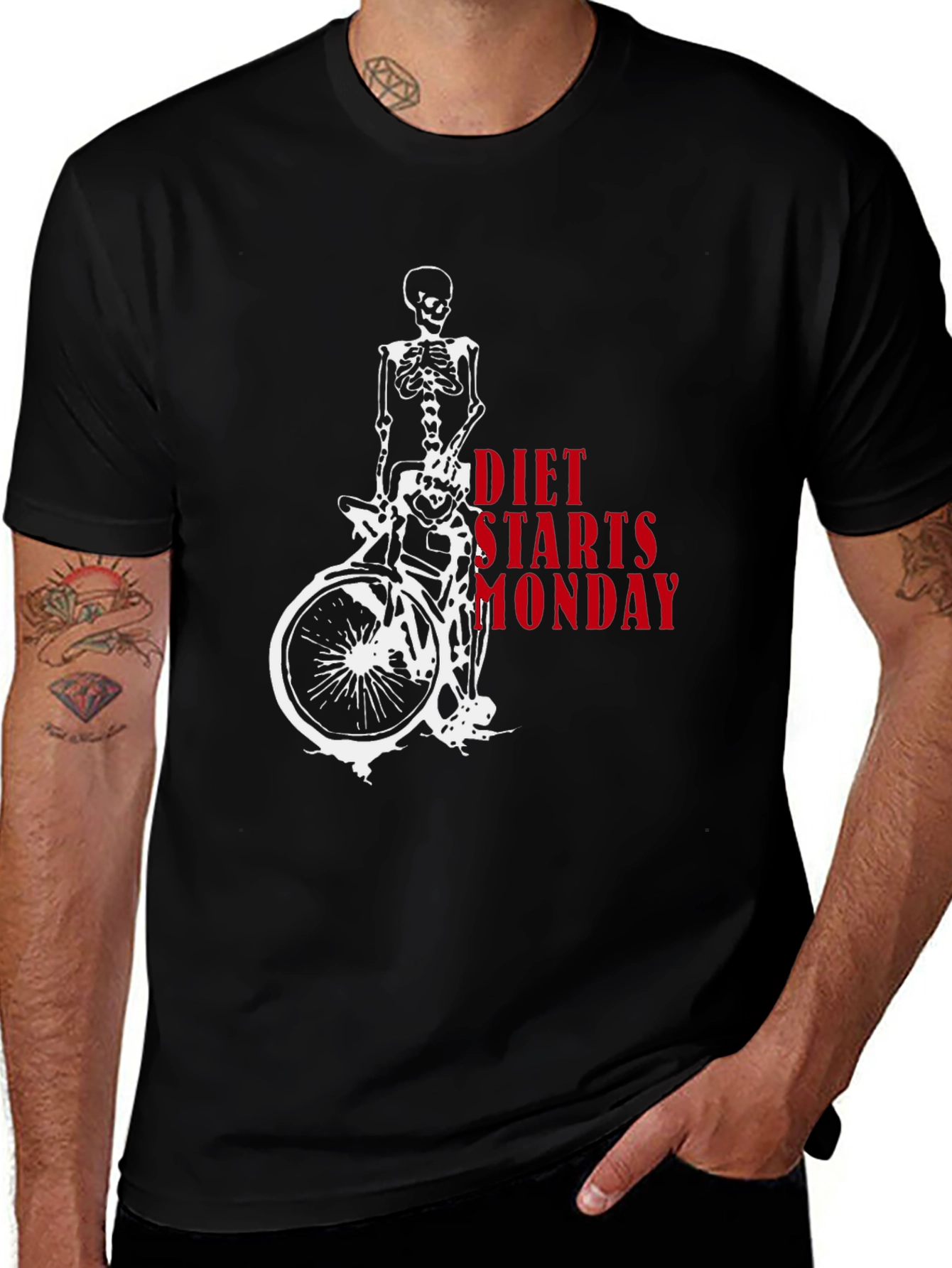 Diet Starts Monday Skeleton Graphic Tee