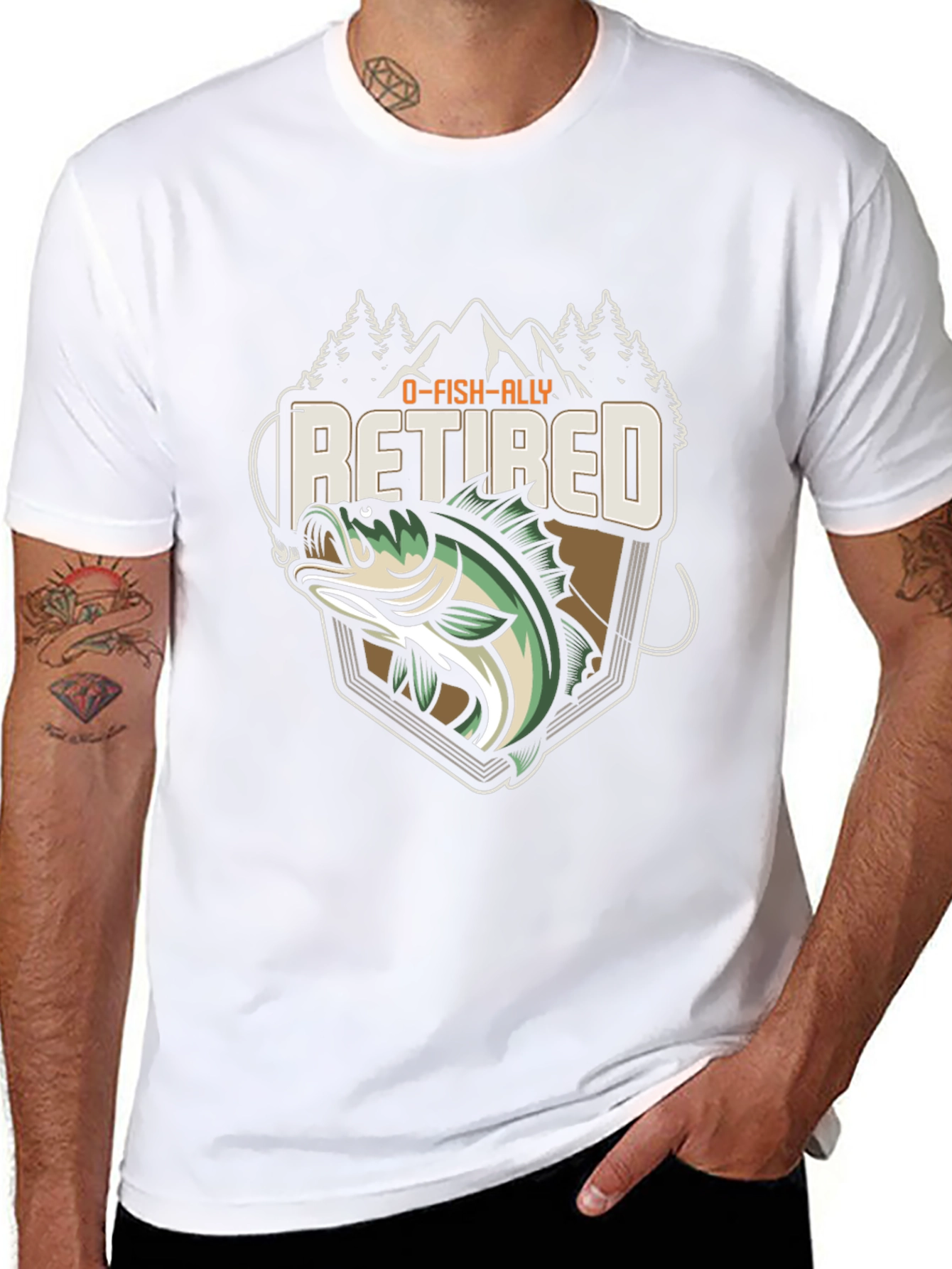 O-FISH-ALLY Retired Fishing T-Shirt - Bass Graphic Tee