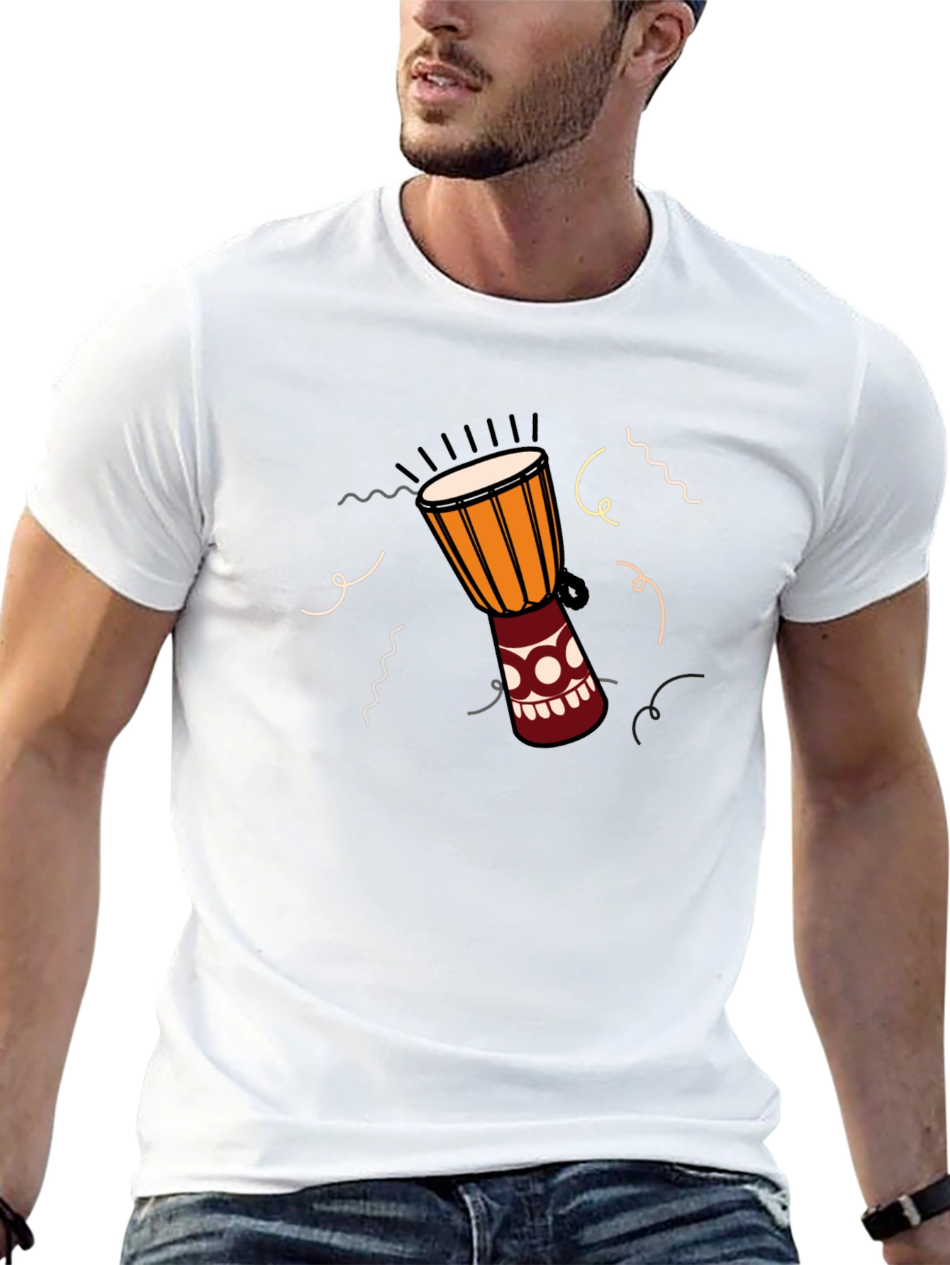 Djembe Drum Graphic Tee - Black Casual T-Shirt