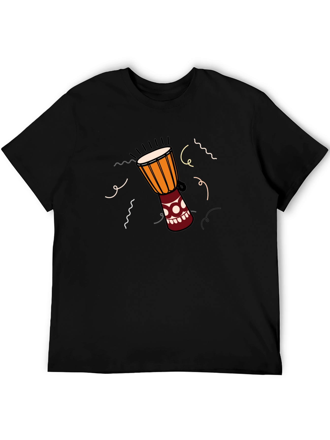 Djembe Drum Graphic Tee - Black Casual T-Shirt
