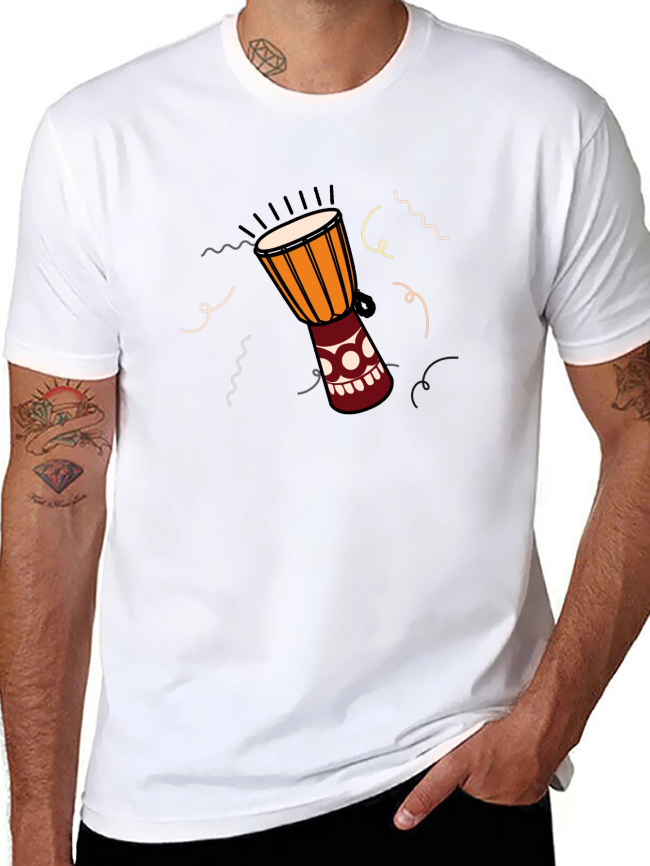 Djembe Drum Graphic Tee - Black Casual T-Shirt