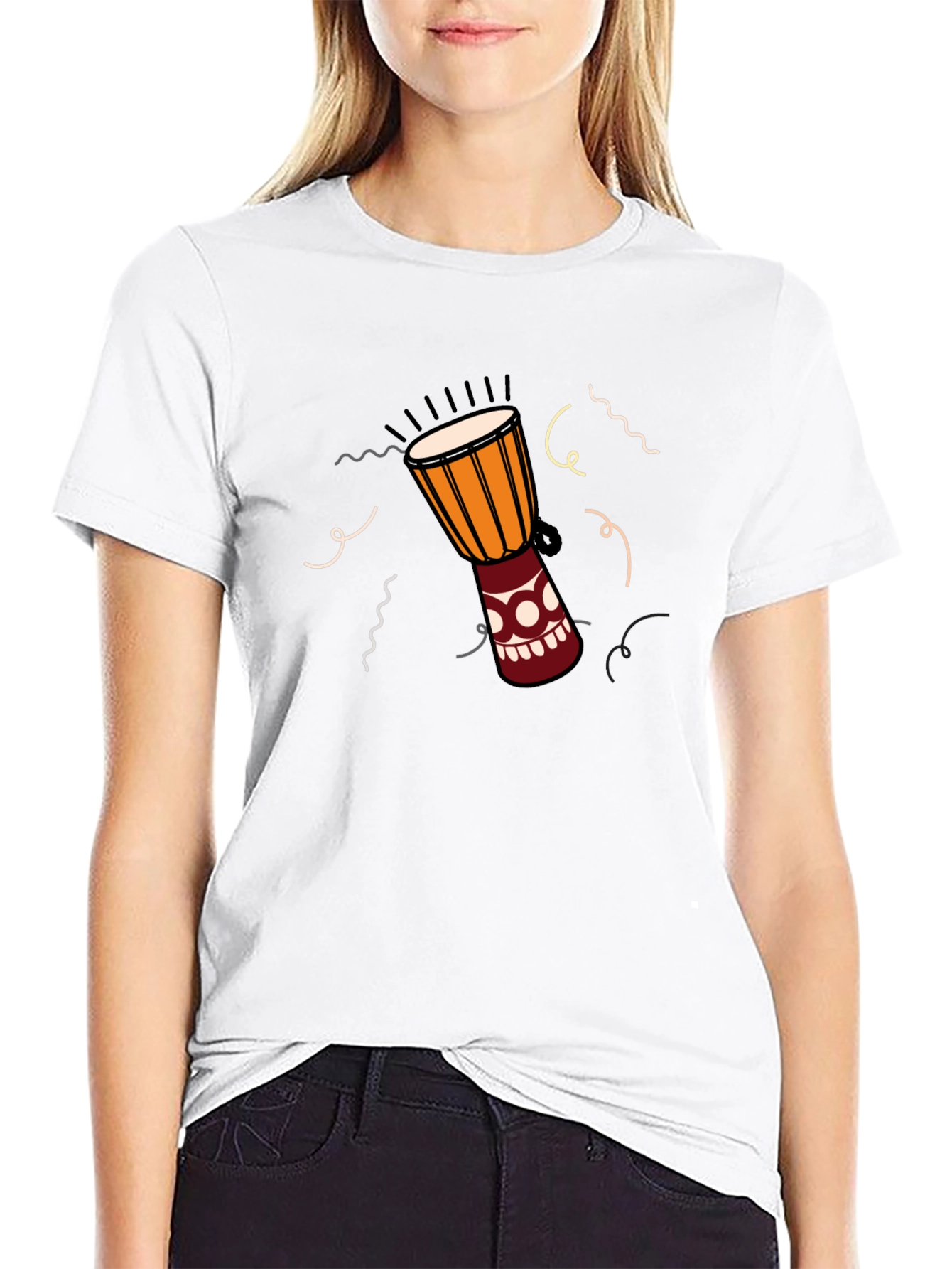 Djembe Drum Graphic Tee - Black Casual T-Shirt