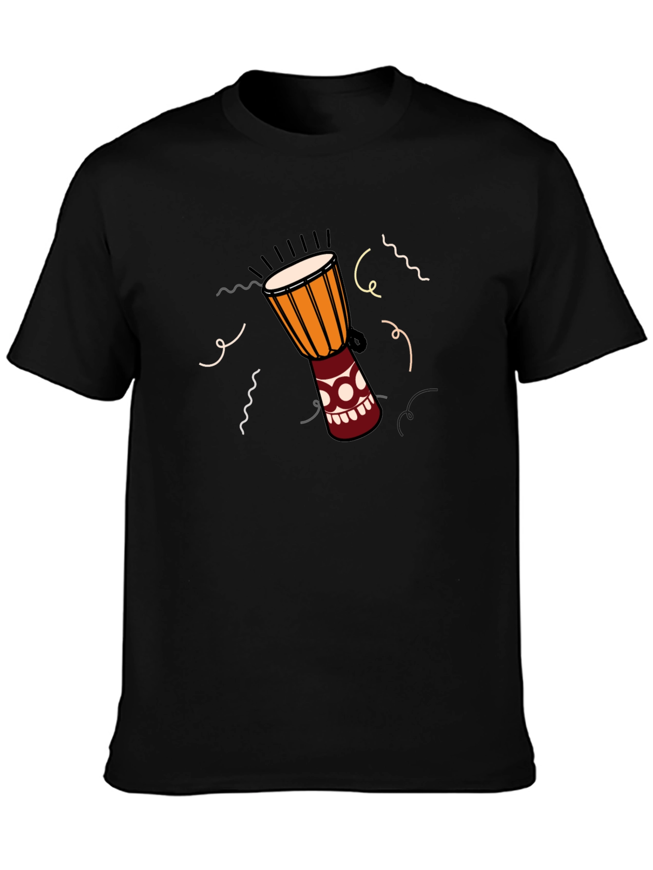 Djembe Drum Graphic Tee - Black Casual T-Shirt