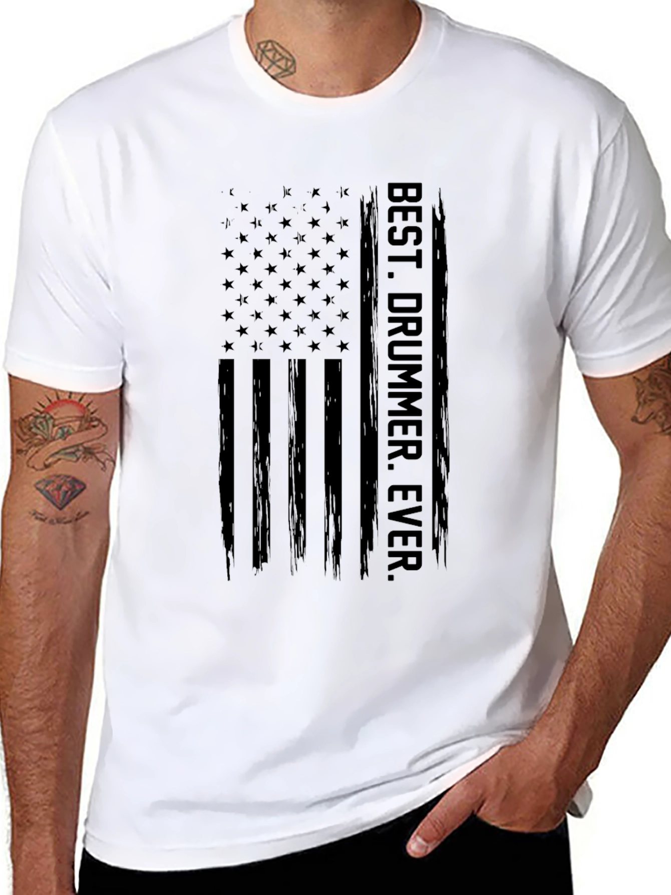 Best Drummer Ever American Flag T-Shirt