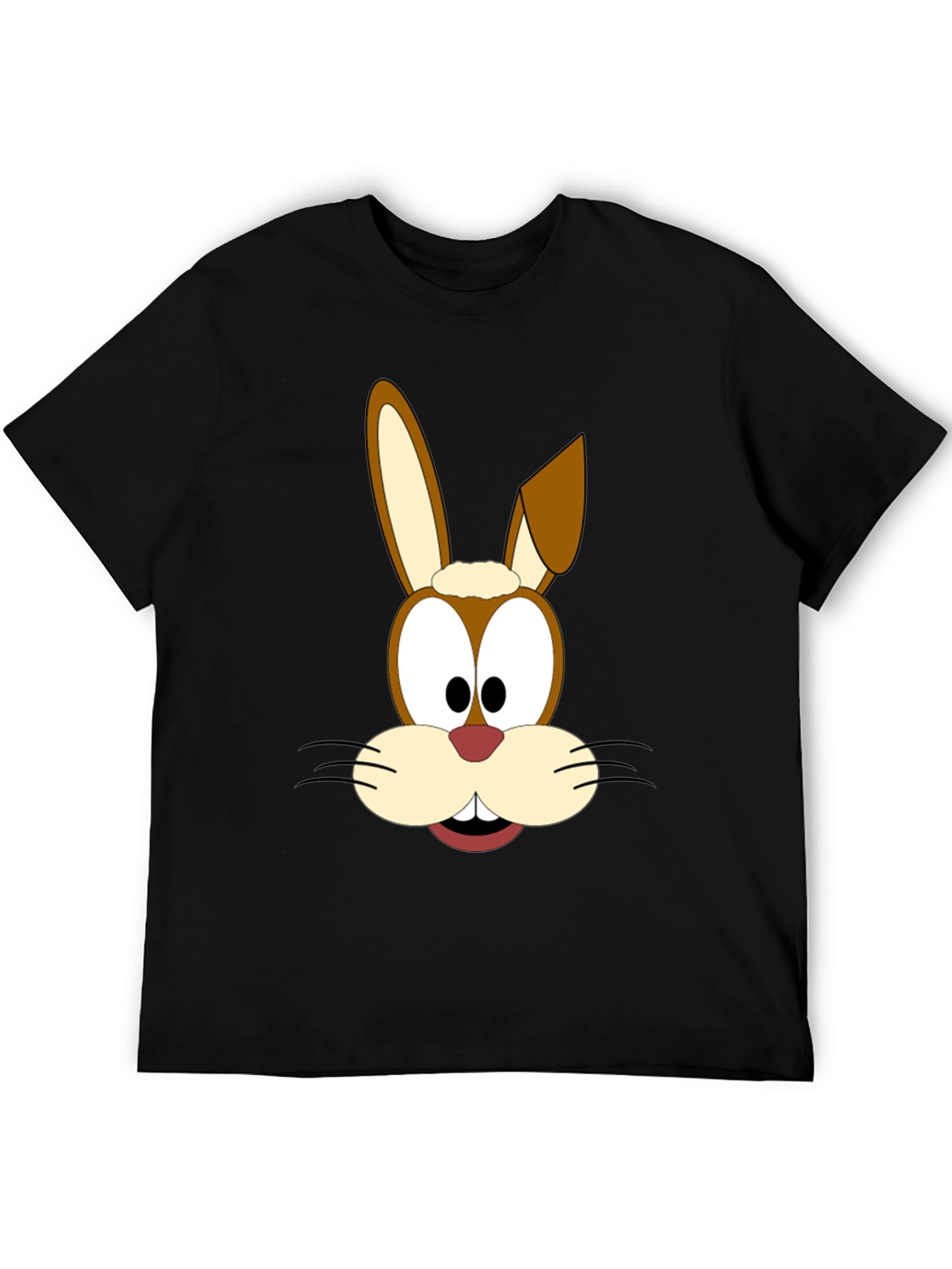 Cartoon Rabbit Graphic Tee - Black T-Shirt