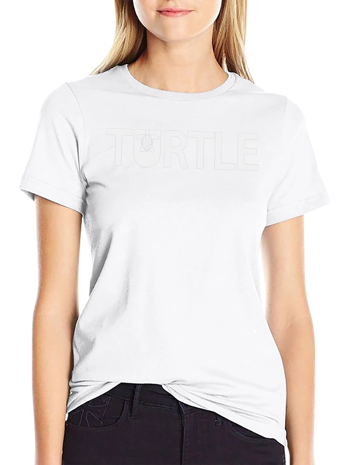 Turtle Graphic T-Shirt -  Black Crew Neck Casual