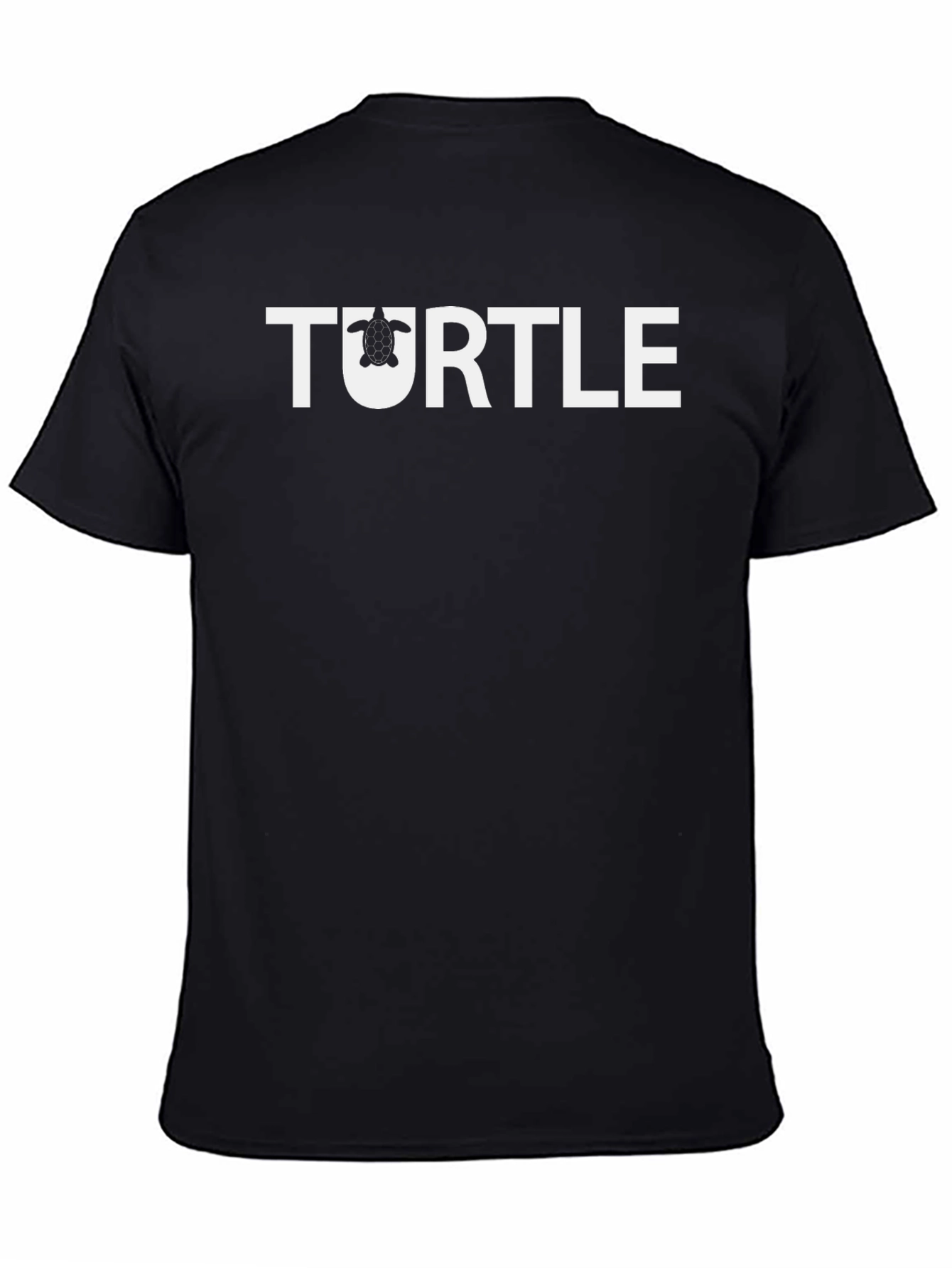 Turtle Graphic T-Shirt -  Black Crew Neck Casual