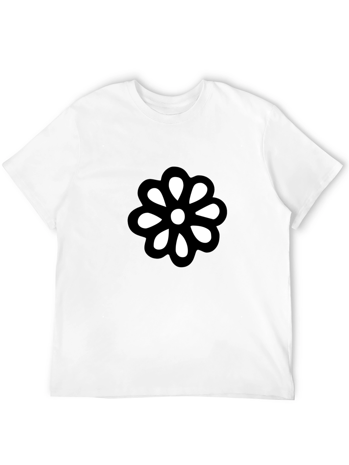 Black T-Shirt with Bold Flower Graphic