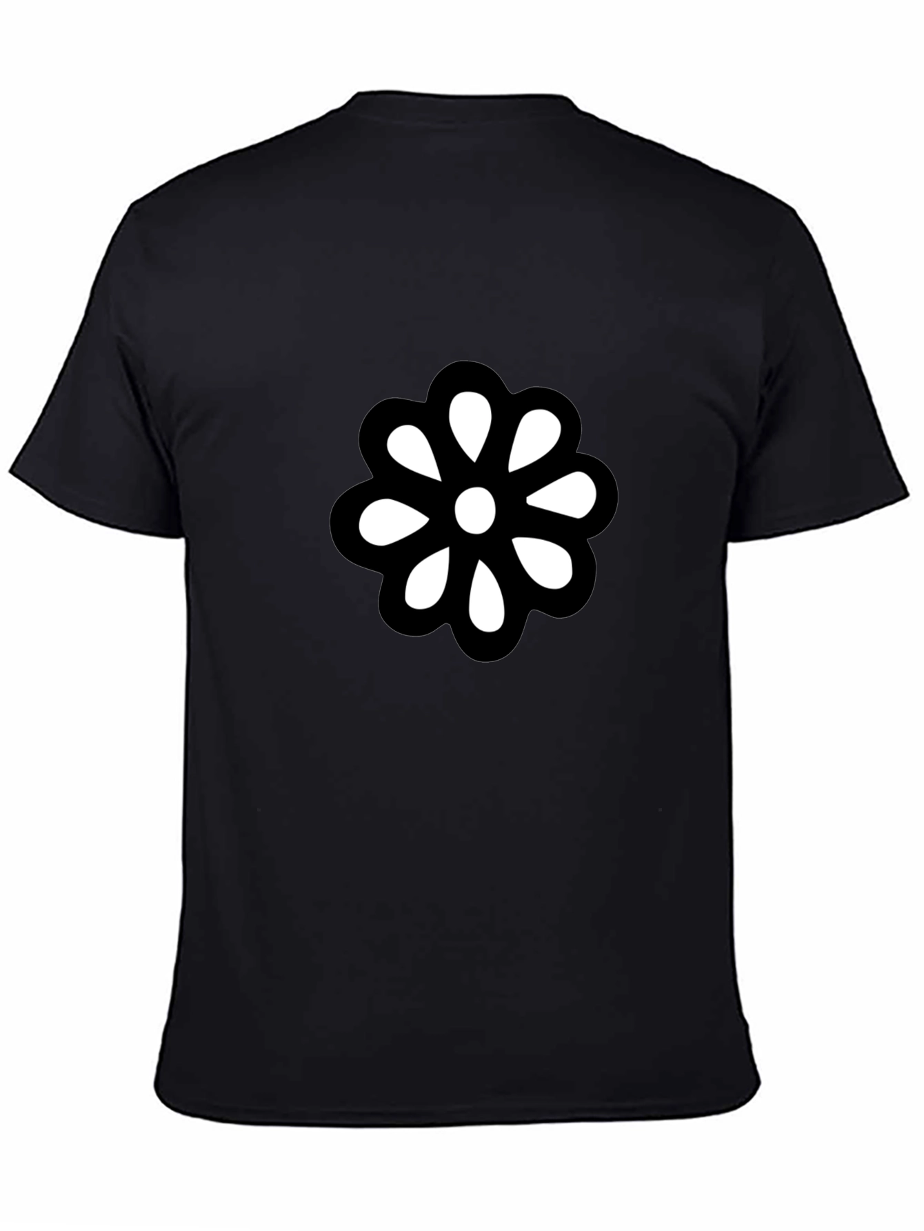 Black T-Shirt with Bold Flower Graphic