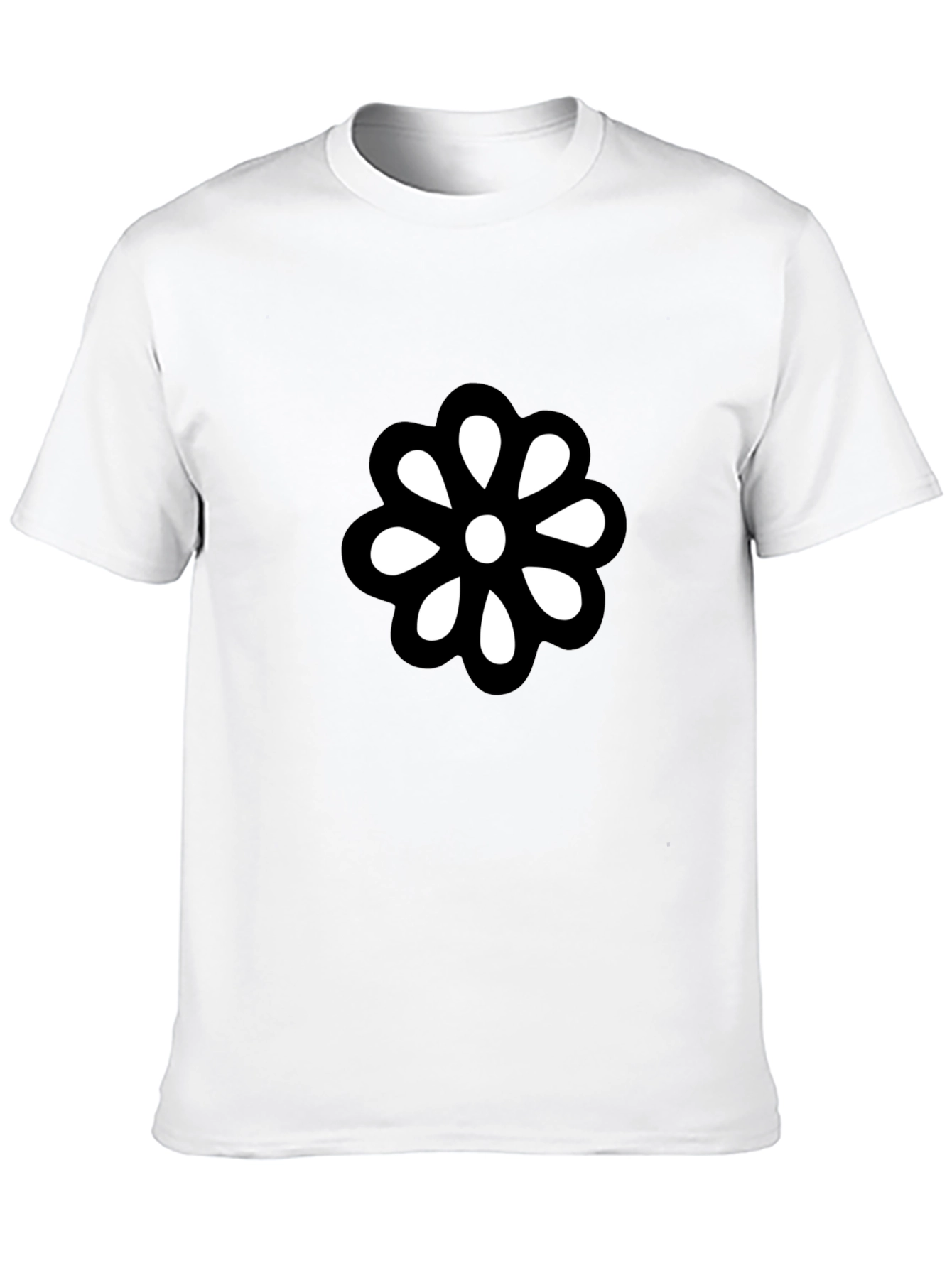 Black T-Shirt with Bold Flower Graphic