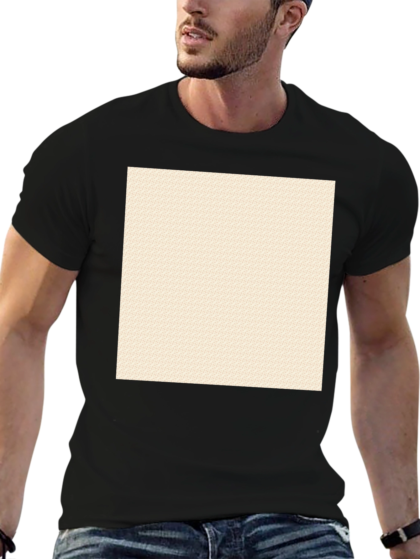 Black Crew Neck T-Shirt with Custom Print Area