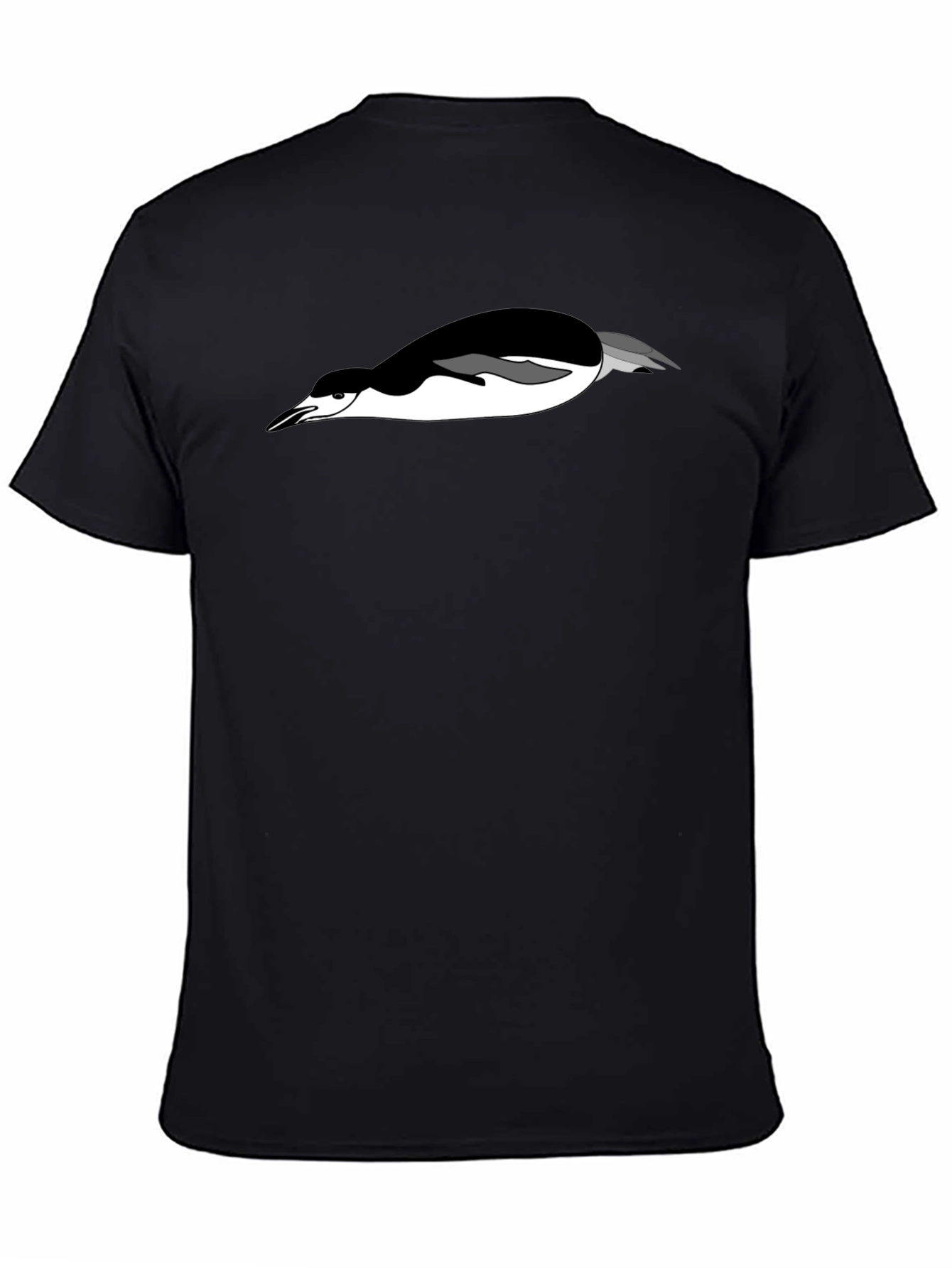 Mans Black T-Shirt with Penguin Graphic Tee