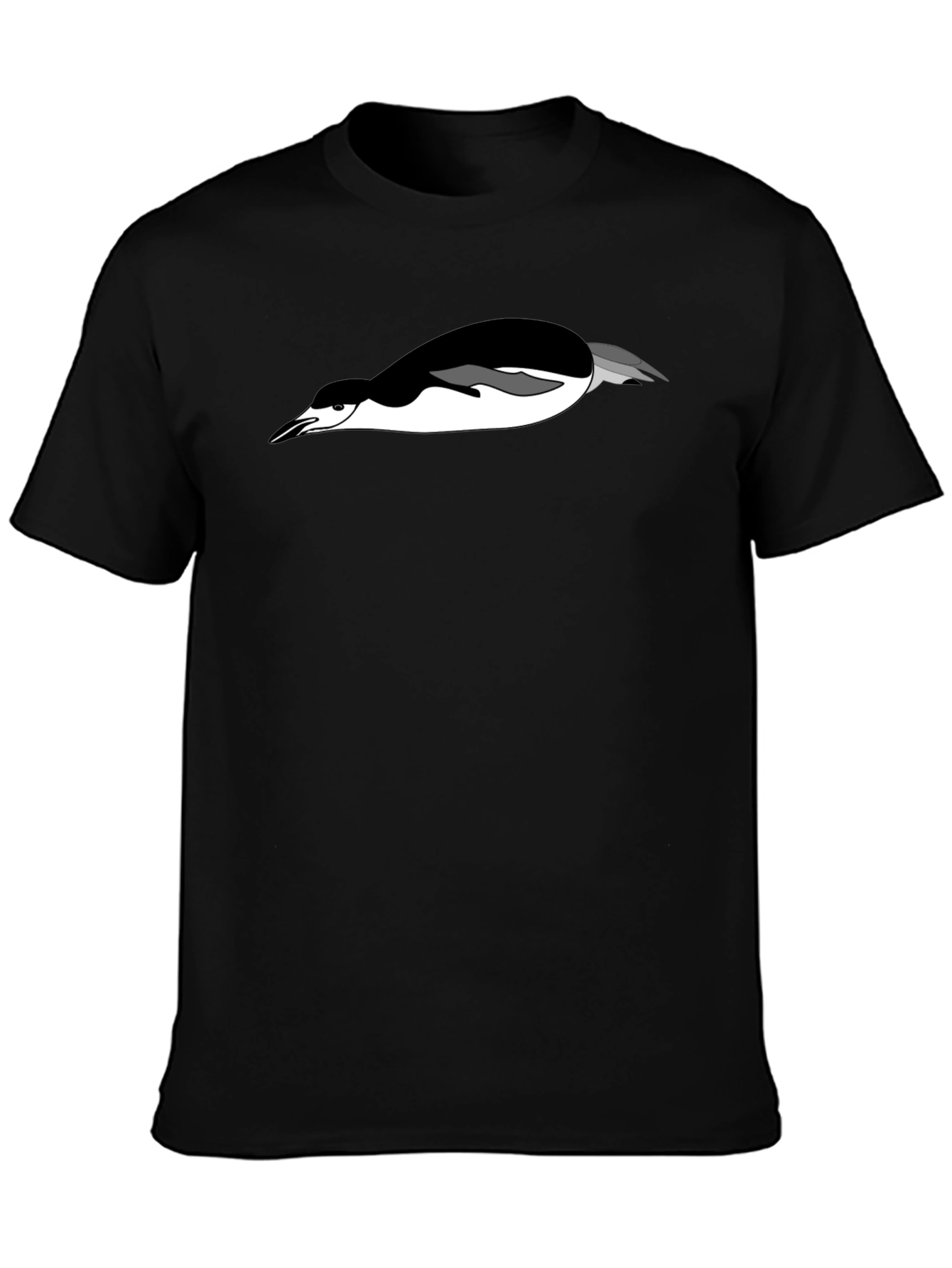 Mans Black T-Shirt with Penguin Graphic Tee