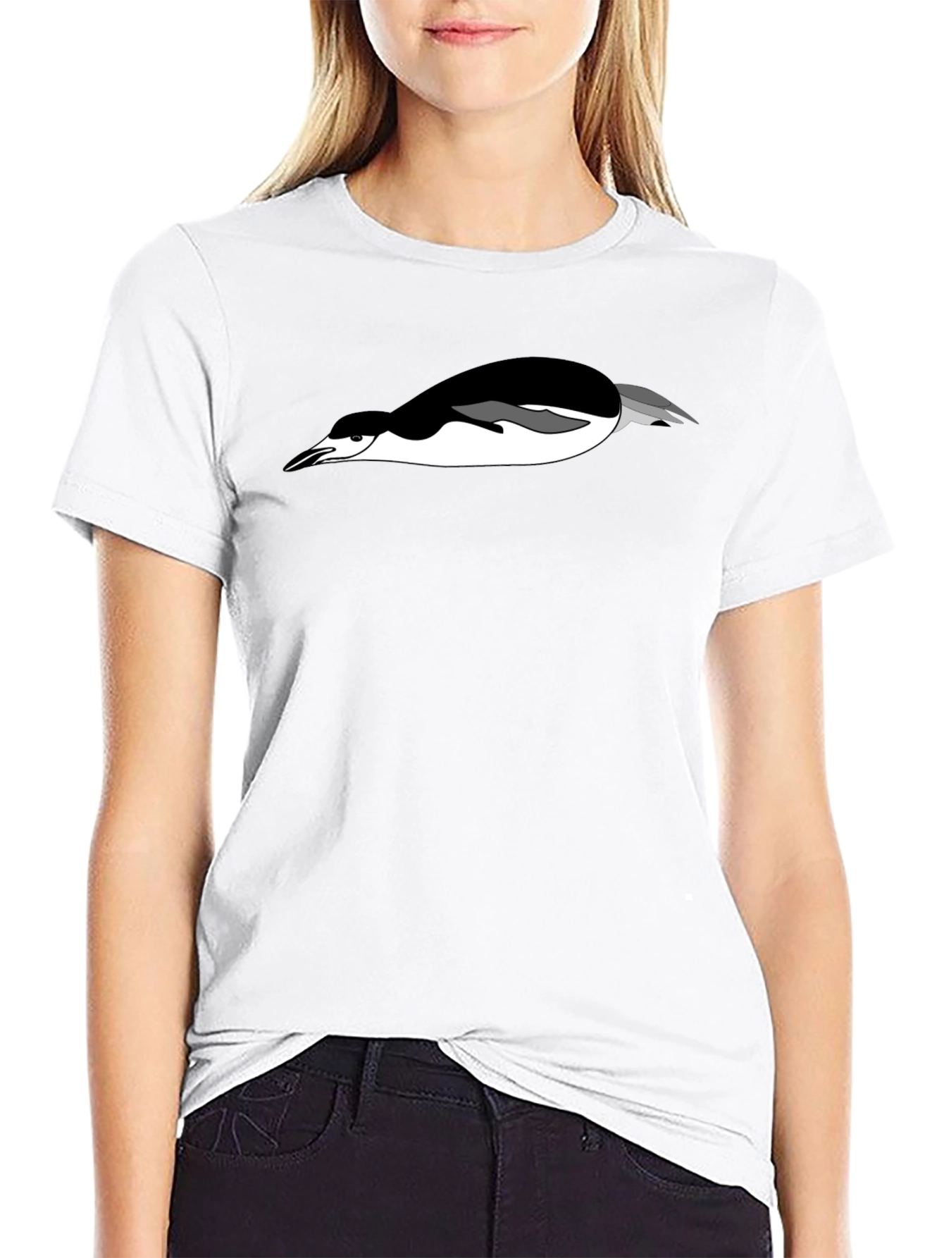 Mans Black T-Shirt with Penguin Graphic Tee