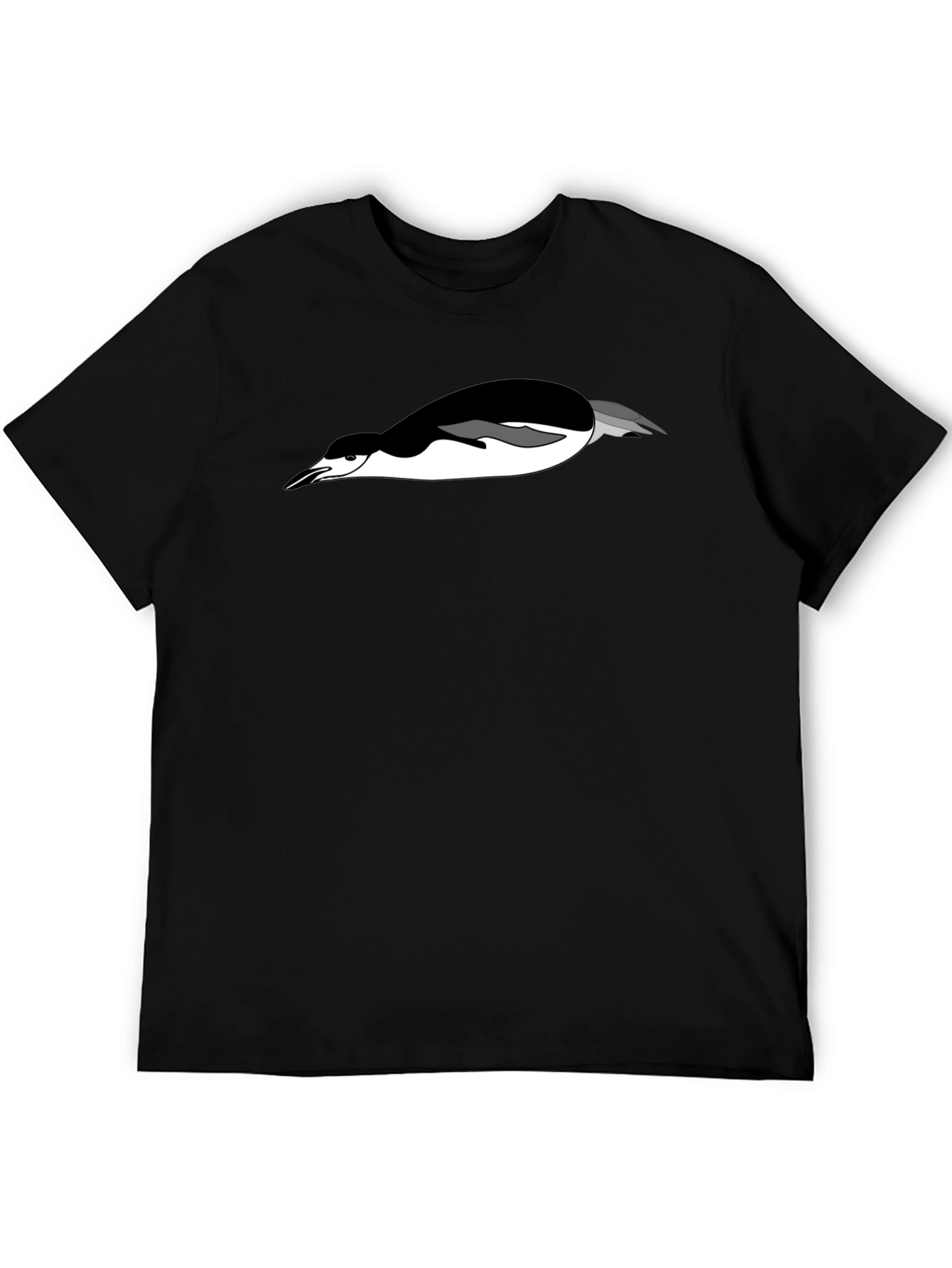 Mans Black T-Shirt with Penguin Graphic Tee