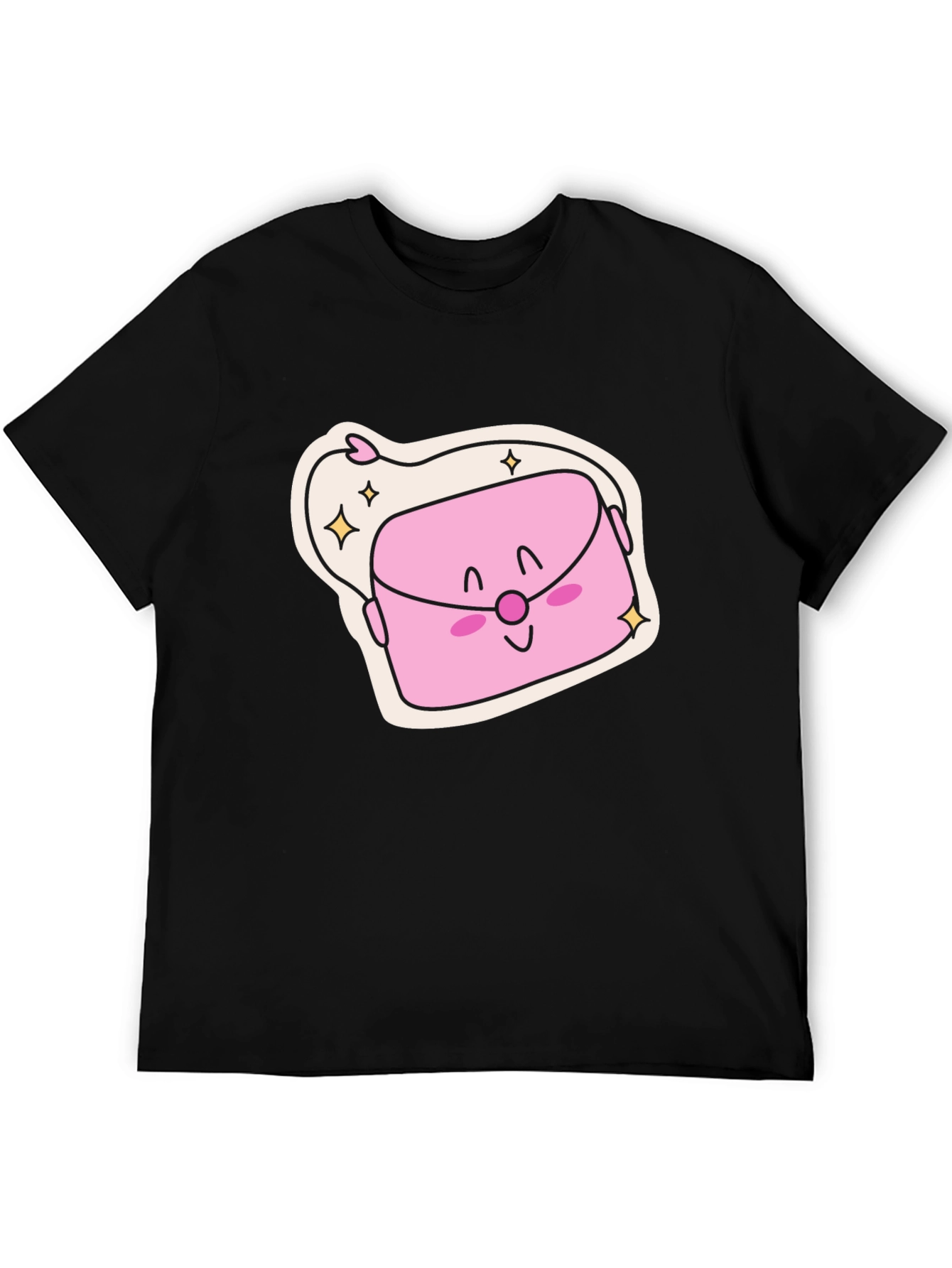 Cute Kawaii Purse Graphic Black T-Shirt