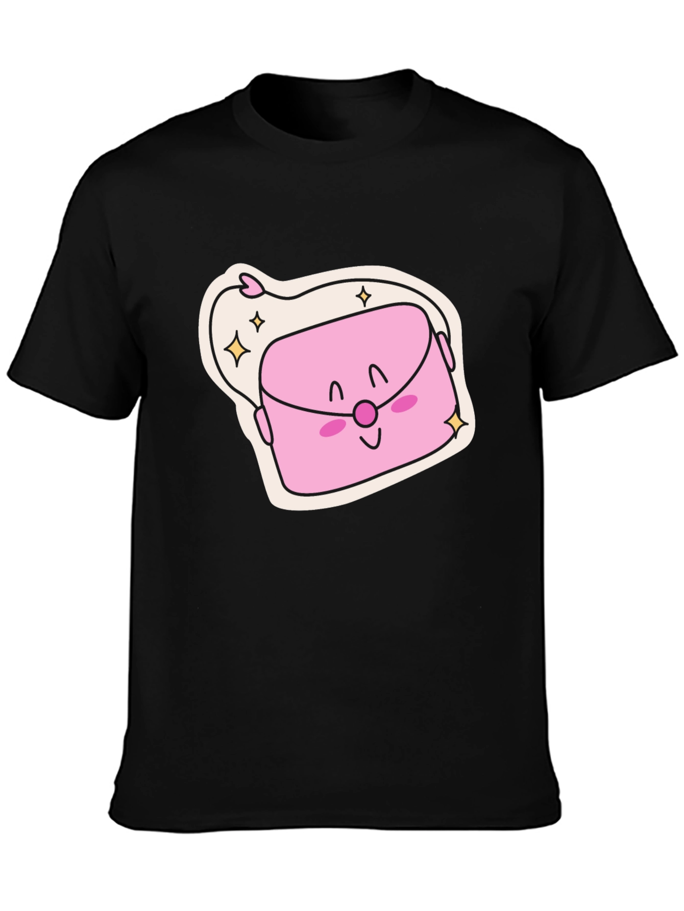 Cute Kawaii Purse Graphic Black T-Shirt