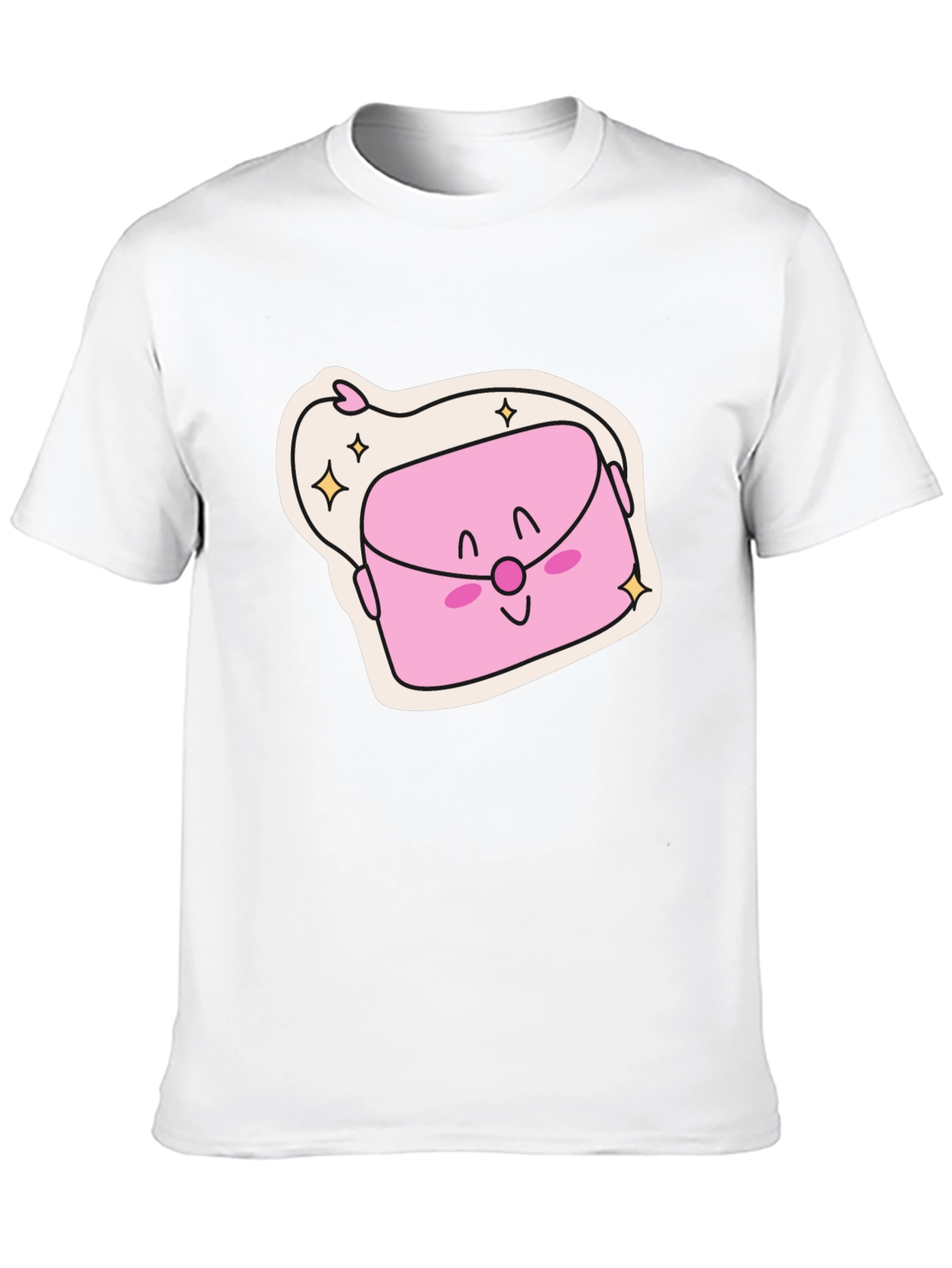 Cute Kawaii Purse Graphic Black T-Shirt
