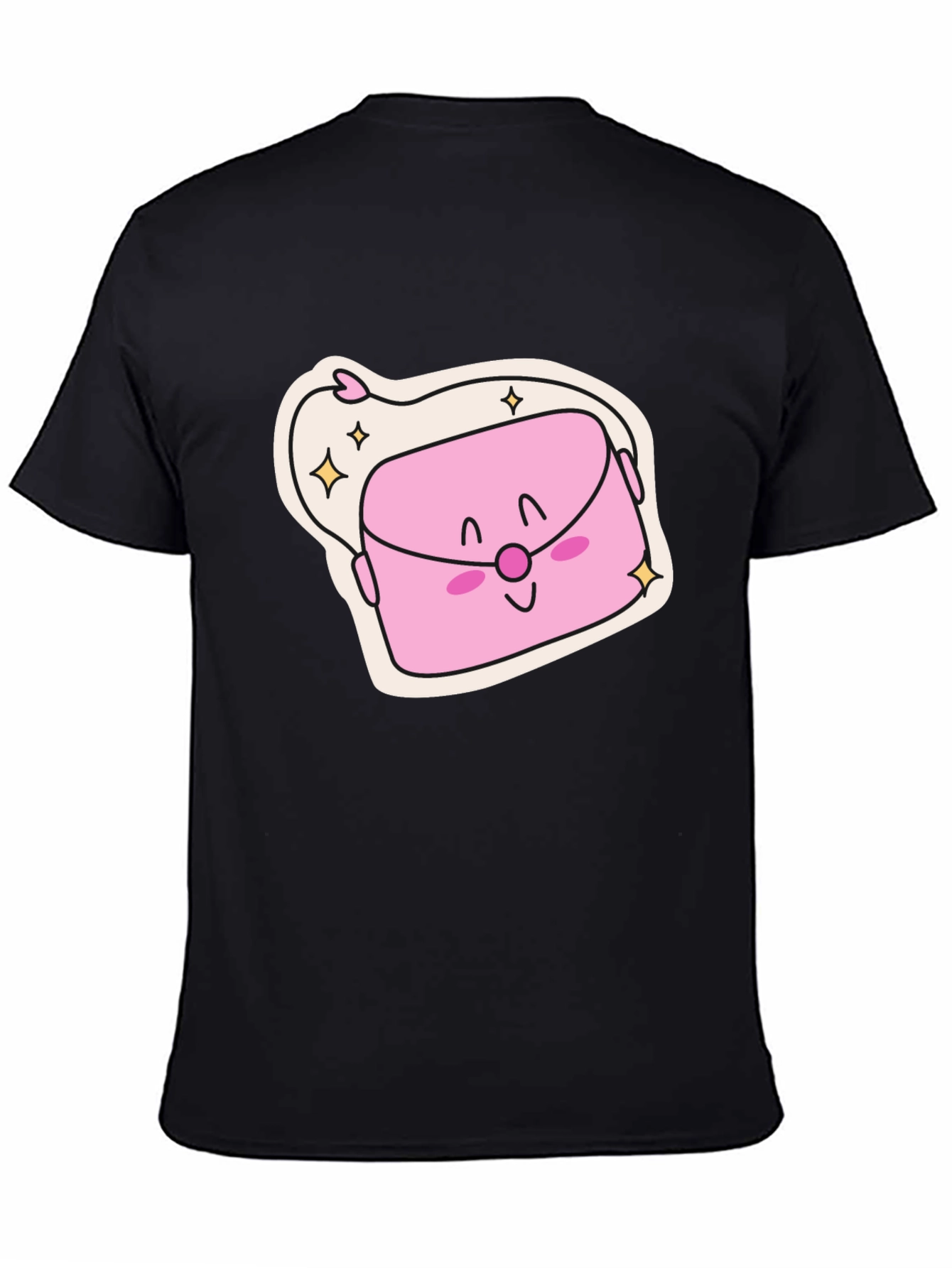 Cute Kawaii Purse Graphic Black T-Shirt