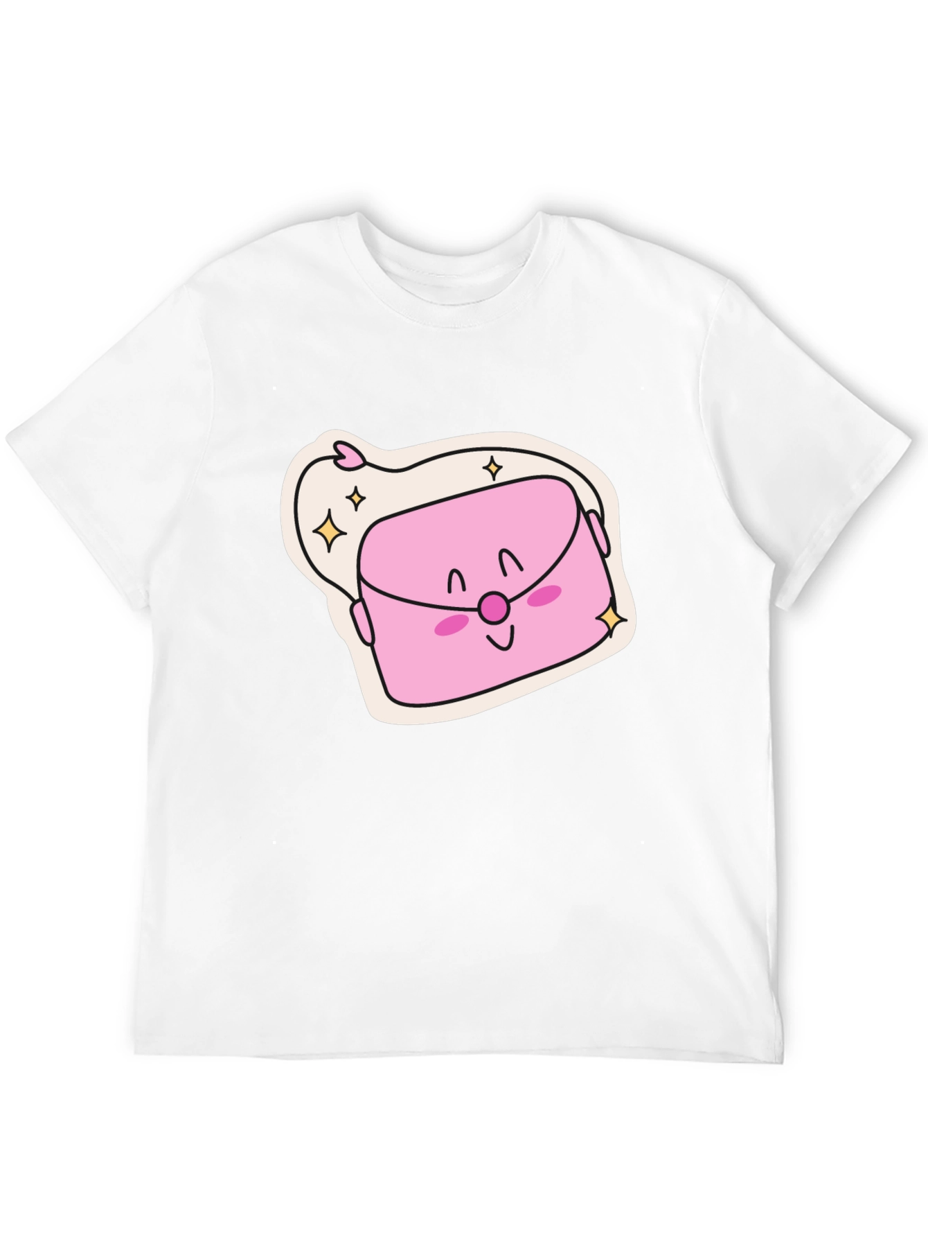Cute Kawaii Purse Graphic Black T-Shirt