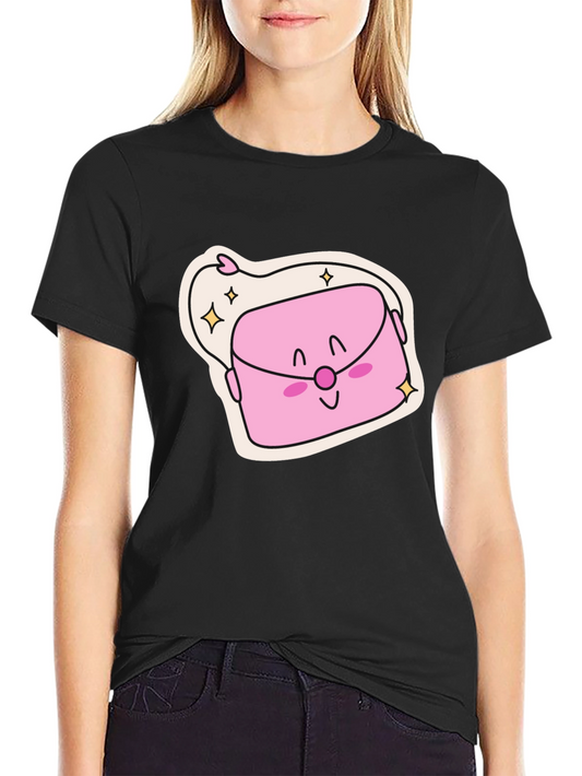 Cute Kawaii Purse Graphic Black T-Shirt