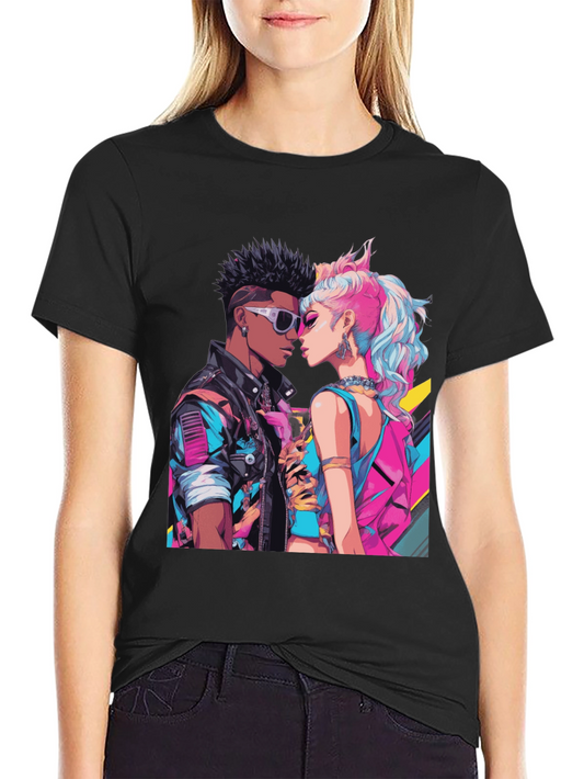 Retro Romance Graphic Tee - Cool Couple T-Shirt