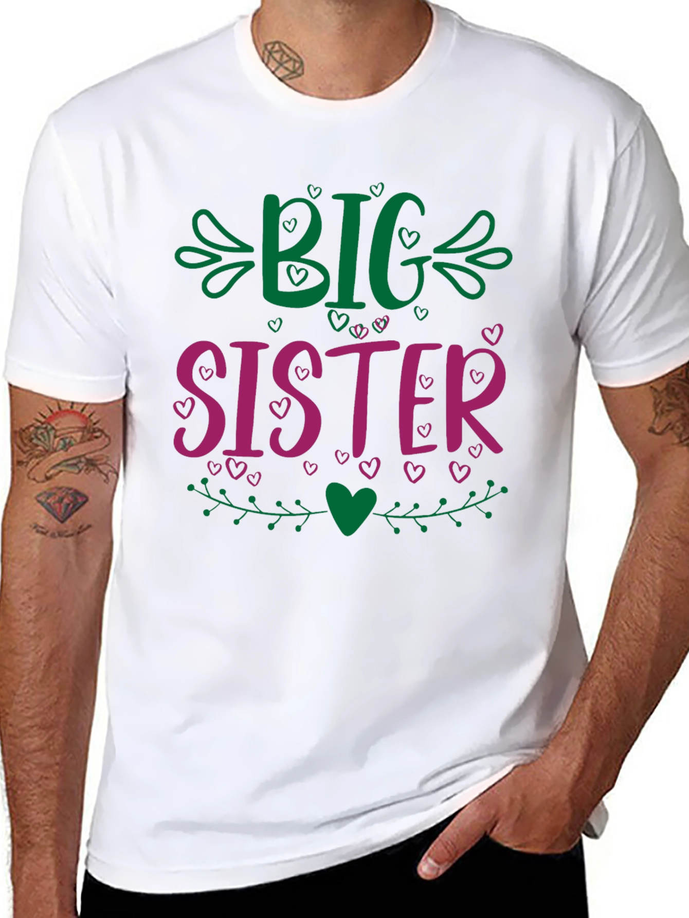 Big Sister Graphic Tee - Cute Family Gift
