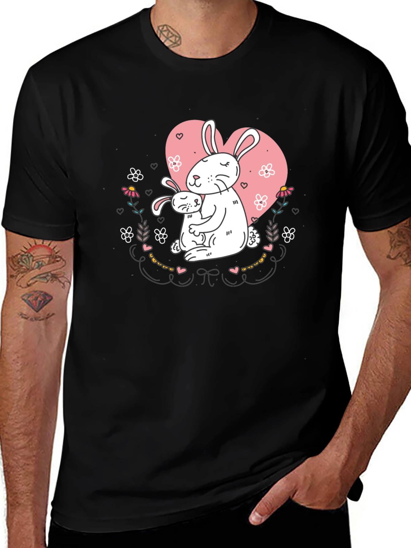Bunny Love T-Shirt - Heart Graphic Tee