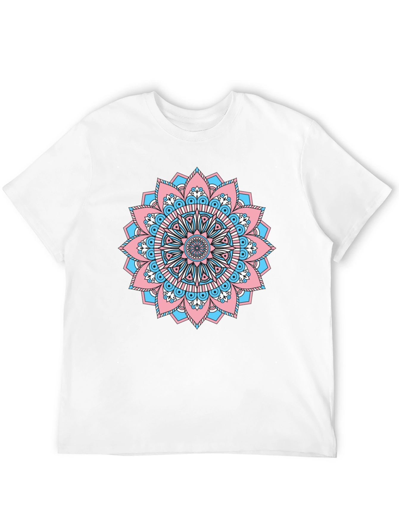 Black T-Shirt with Transgender Pride Mandala Design