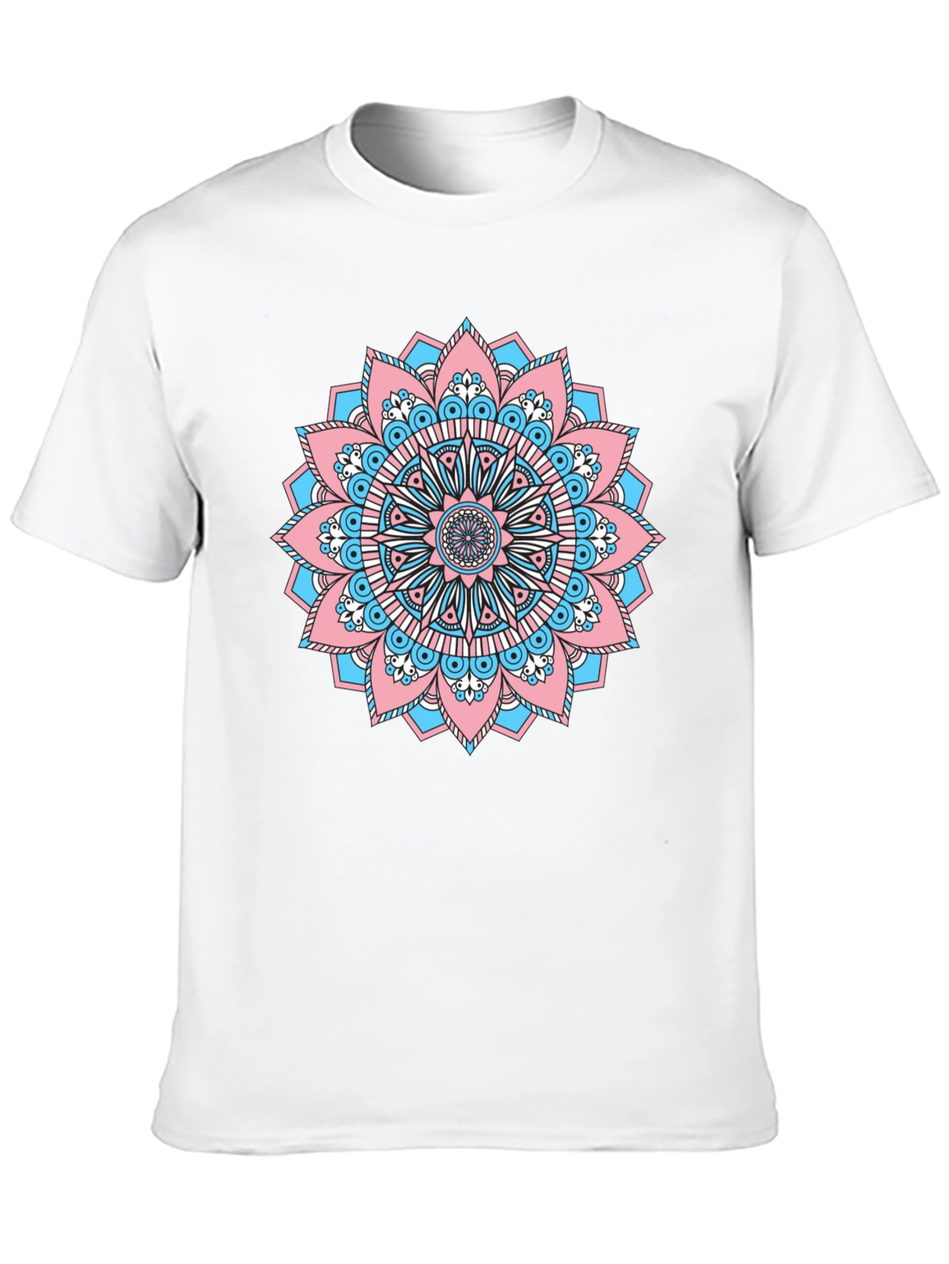 Black T-Shirt with Transgender Pride Mandala Design