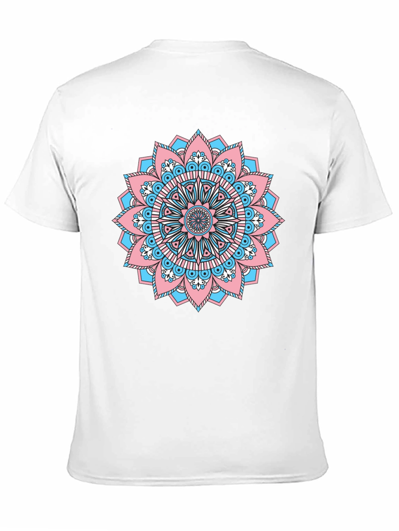 Black T-Shirt with Transgender Pride Mandala Design