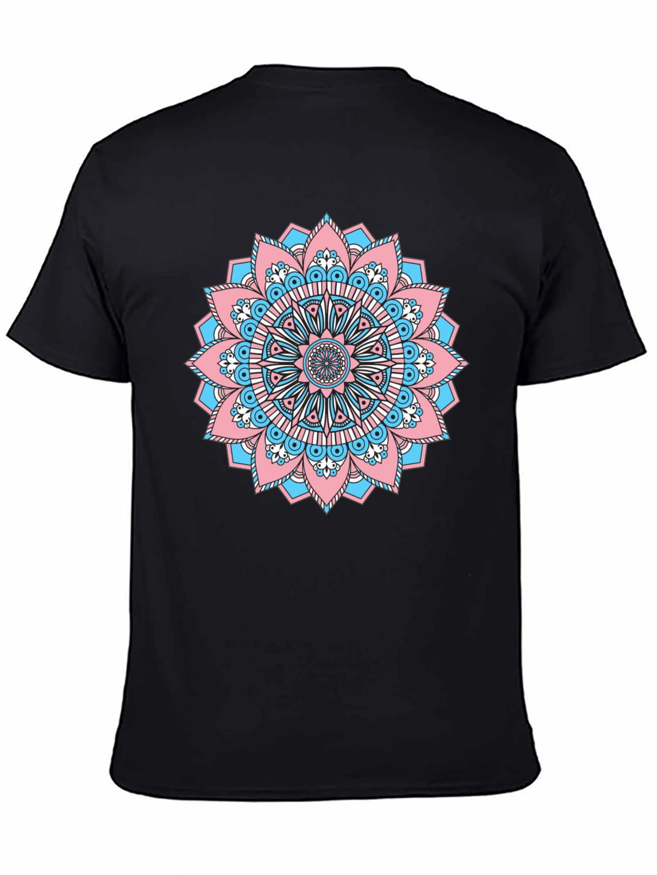 Black T-Shirt with Transgender Pride Mandala Design