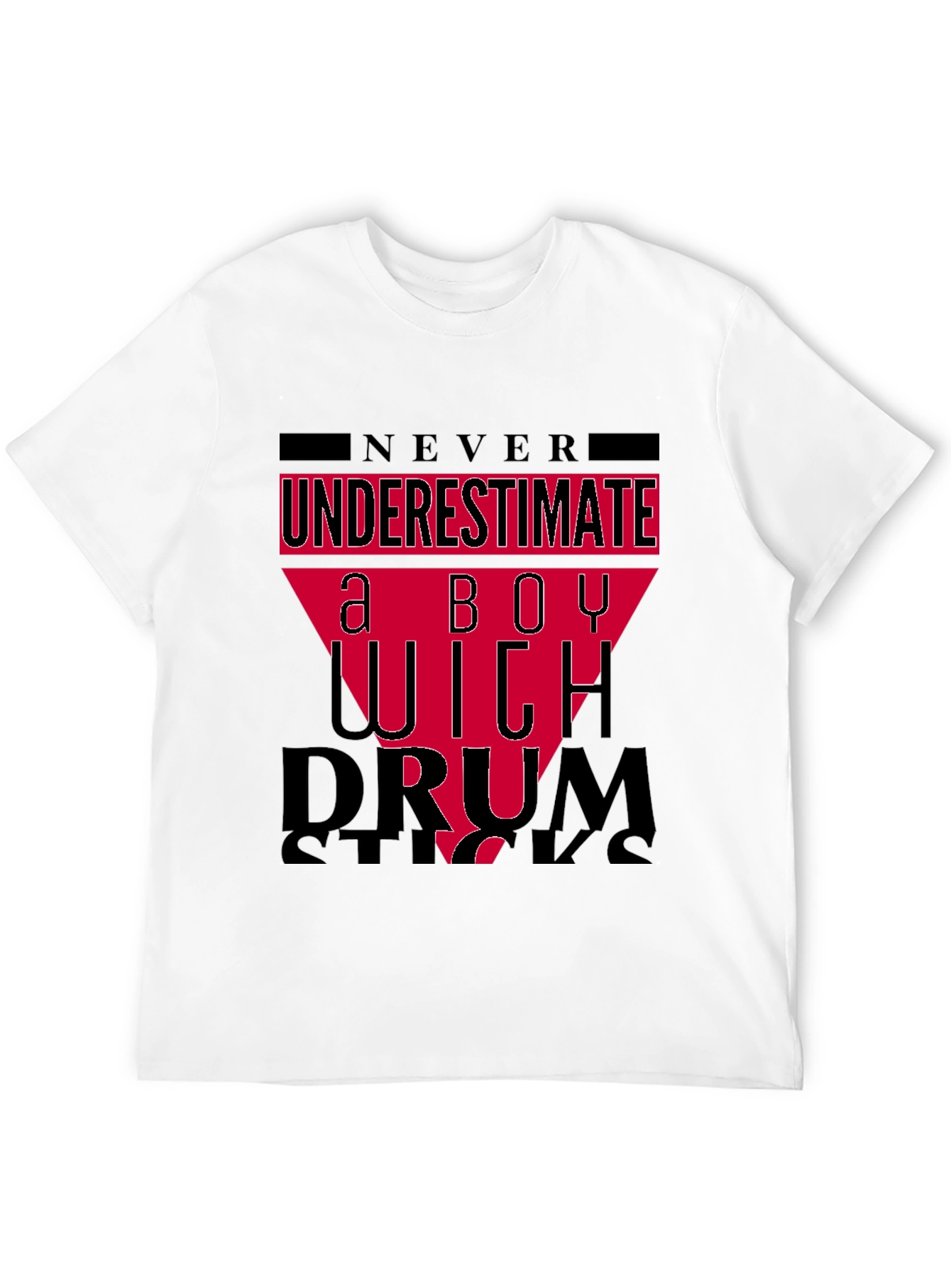Never Underestimate a Boy With Drumsticks Black T-Shirt