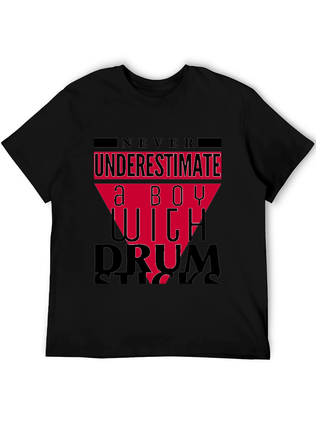 Never Underestimate a Boy With Drumsticks Black T-Shirt