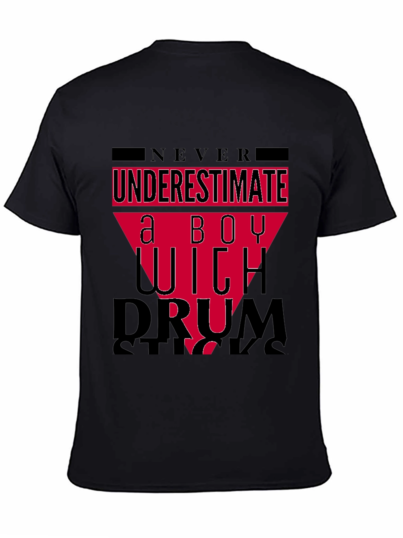 Never Underestimate a Boy With Drumsticks Black T-Shirt