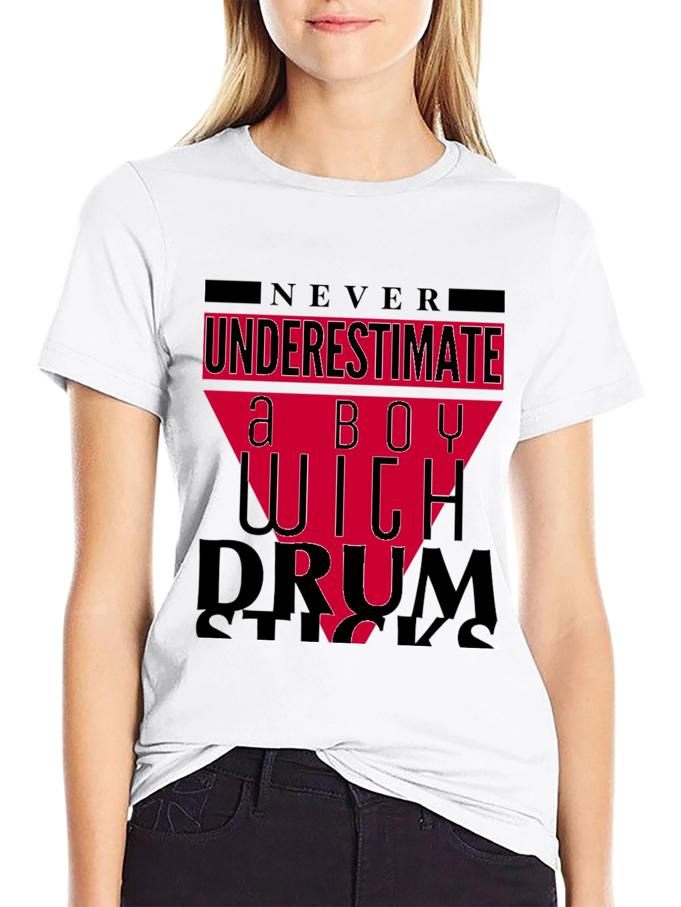 Never Underestimate a Boy With Drumsticks Black T-Shirt