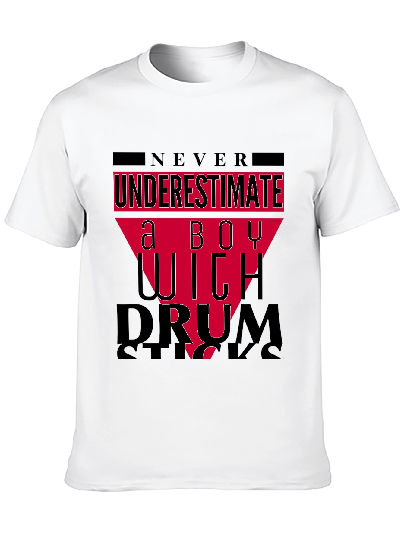 Never Underestimate a Boy With Drumsticks Black T-Shirt
