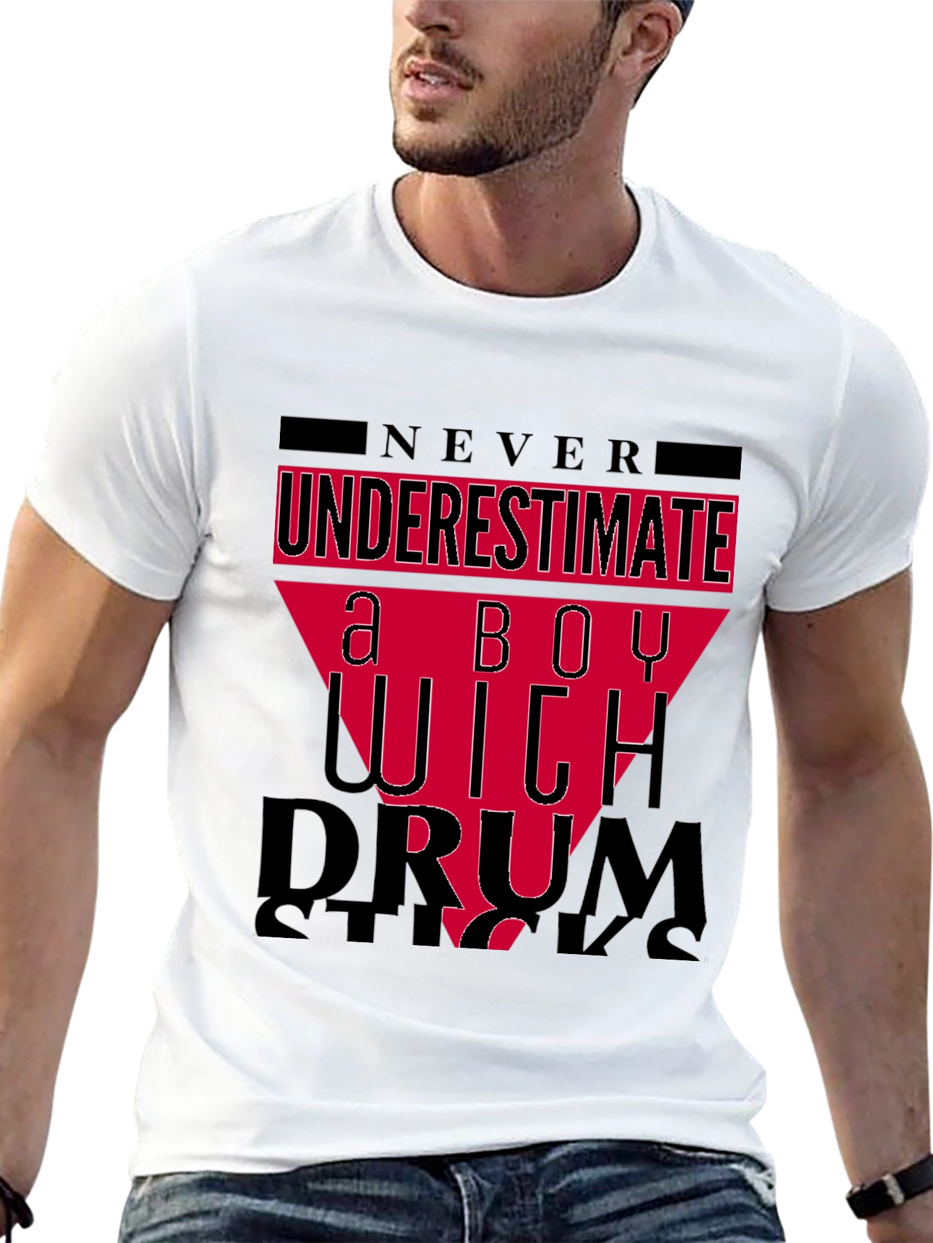 Never Underestimate a Boy With Drumsticks Black T-Shirt