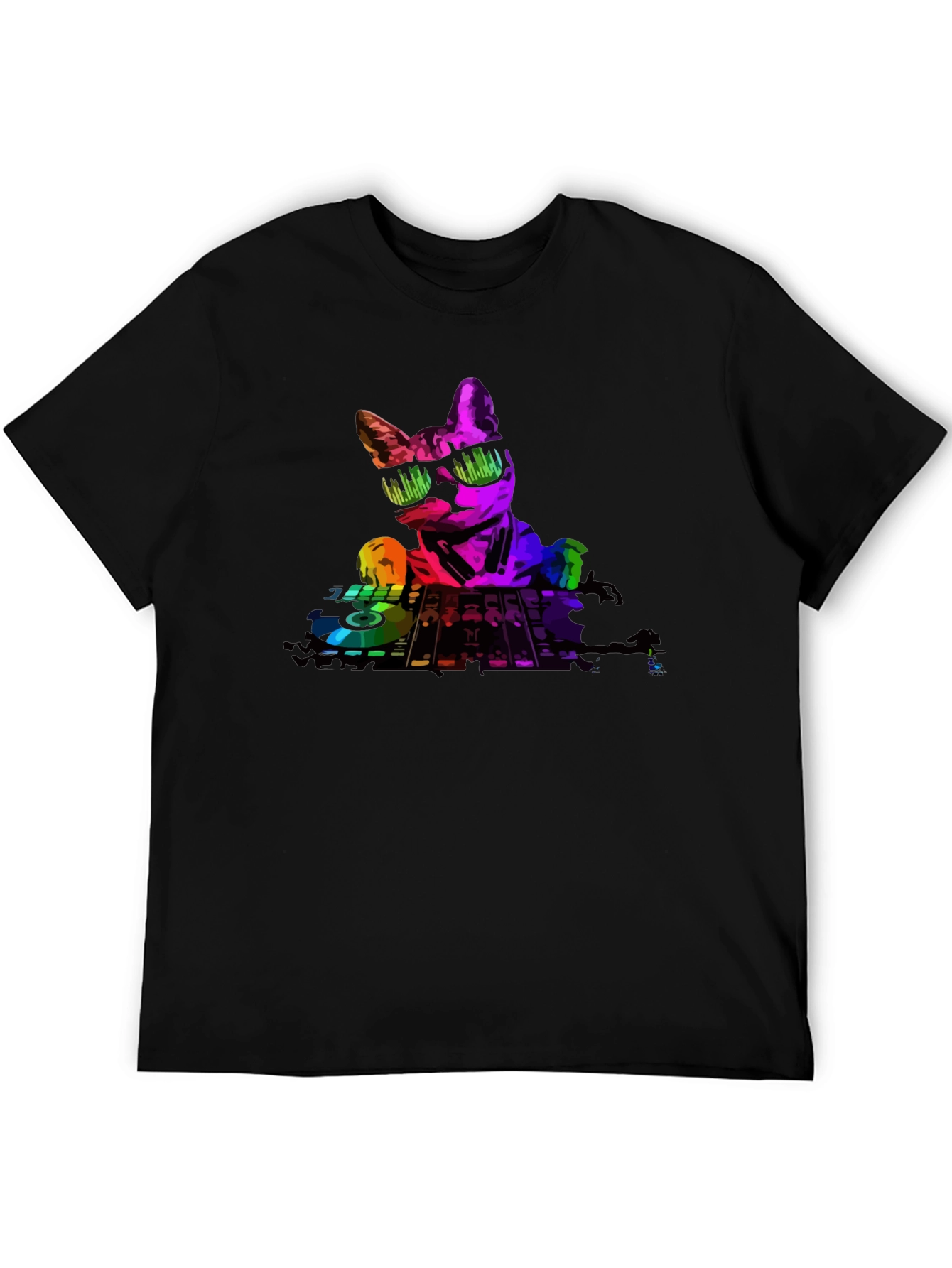 DJ Cat T-Shirt - Black Cotton Tee